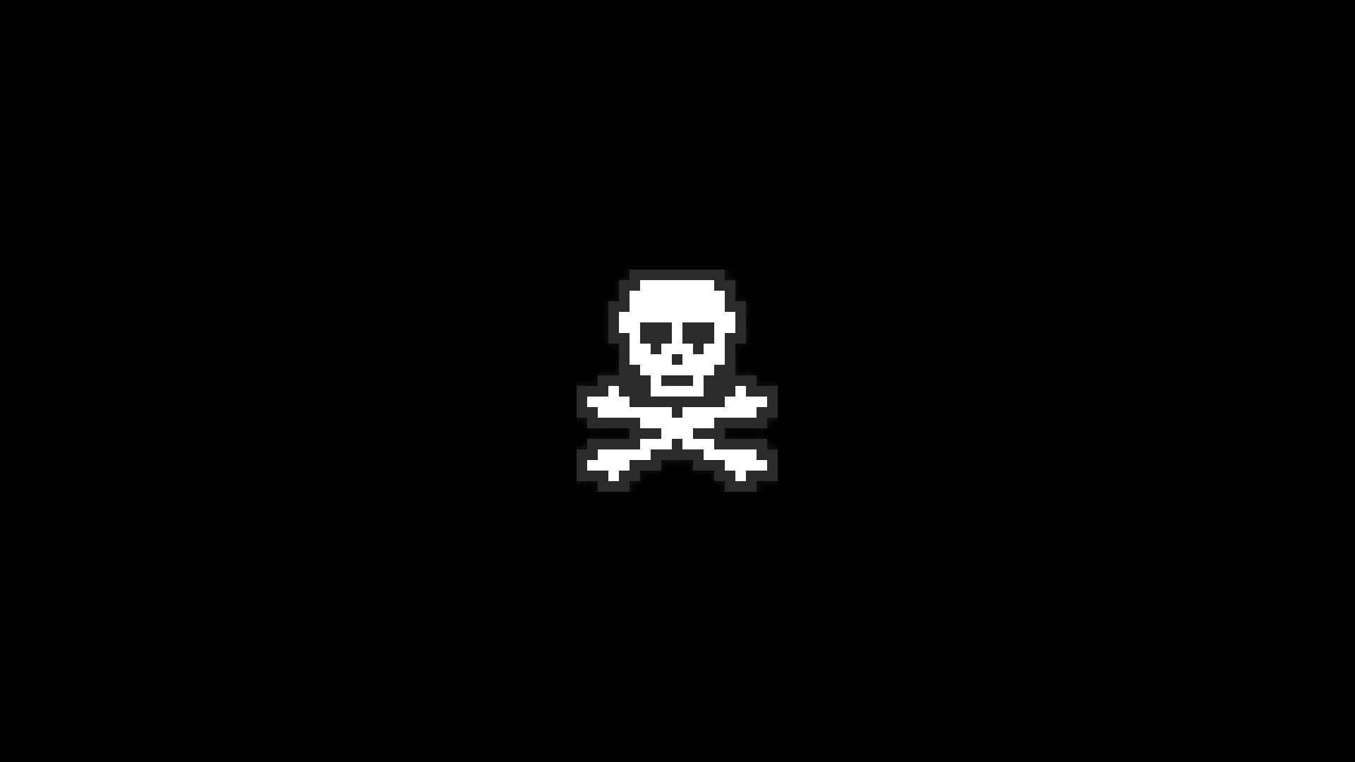 1920x1080 Phone wallpaper: Pixel Art, Skull, Bones, Artistic, Black & White, Minimalist 1027602