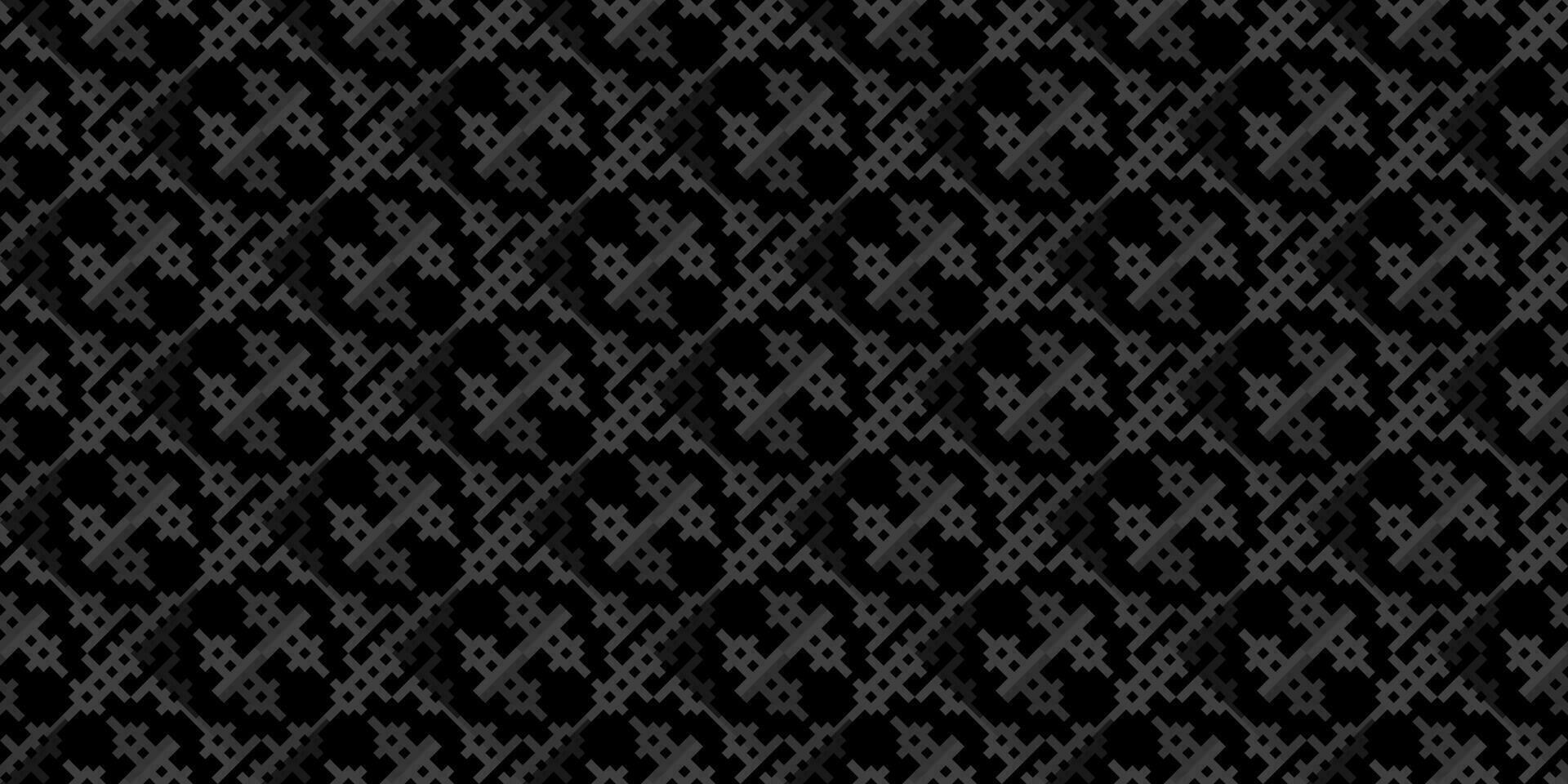 1920x960 Monochrome geometric grid Pixel Art style background Modern black and white abstract mosaic texture