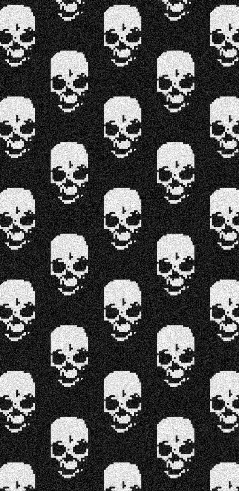 800x1644 Pixel skulls, halloween, pattern, pixelart, skull, spooky, HD phone wallpaper