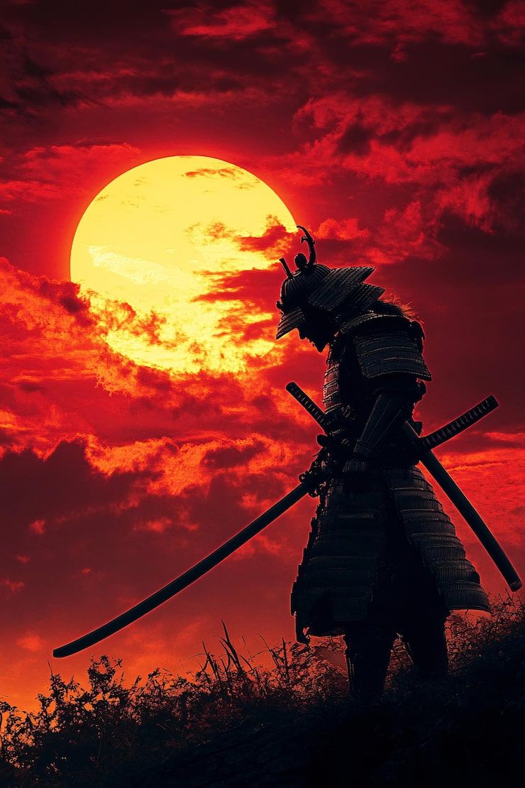 740x1110 Samurai sunset wallpaper Image