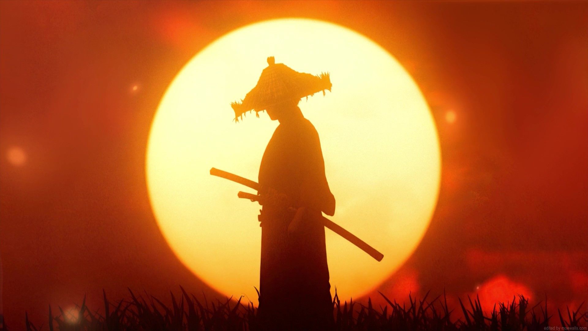 1920x1080 Silhouette Samurai Sunset Live Wallpaper