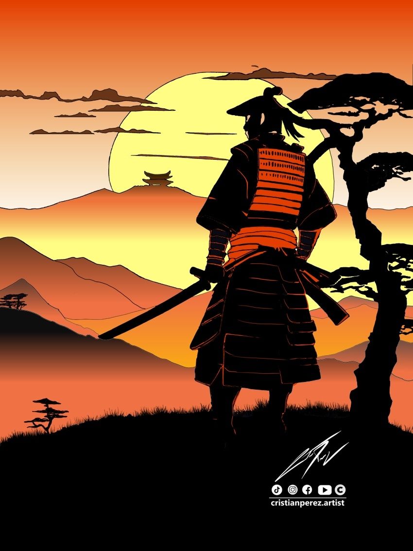 850x1134 Samurai sunset