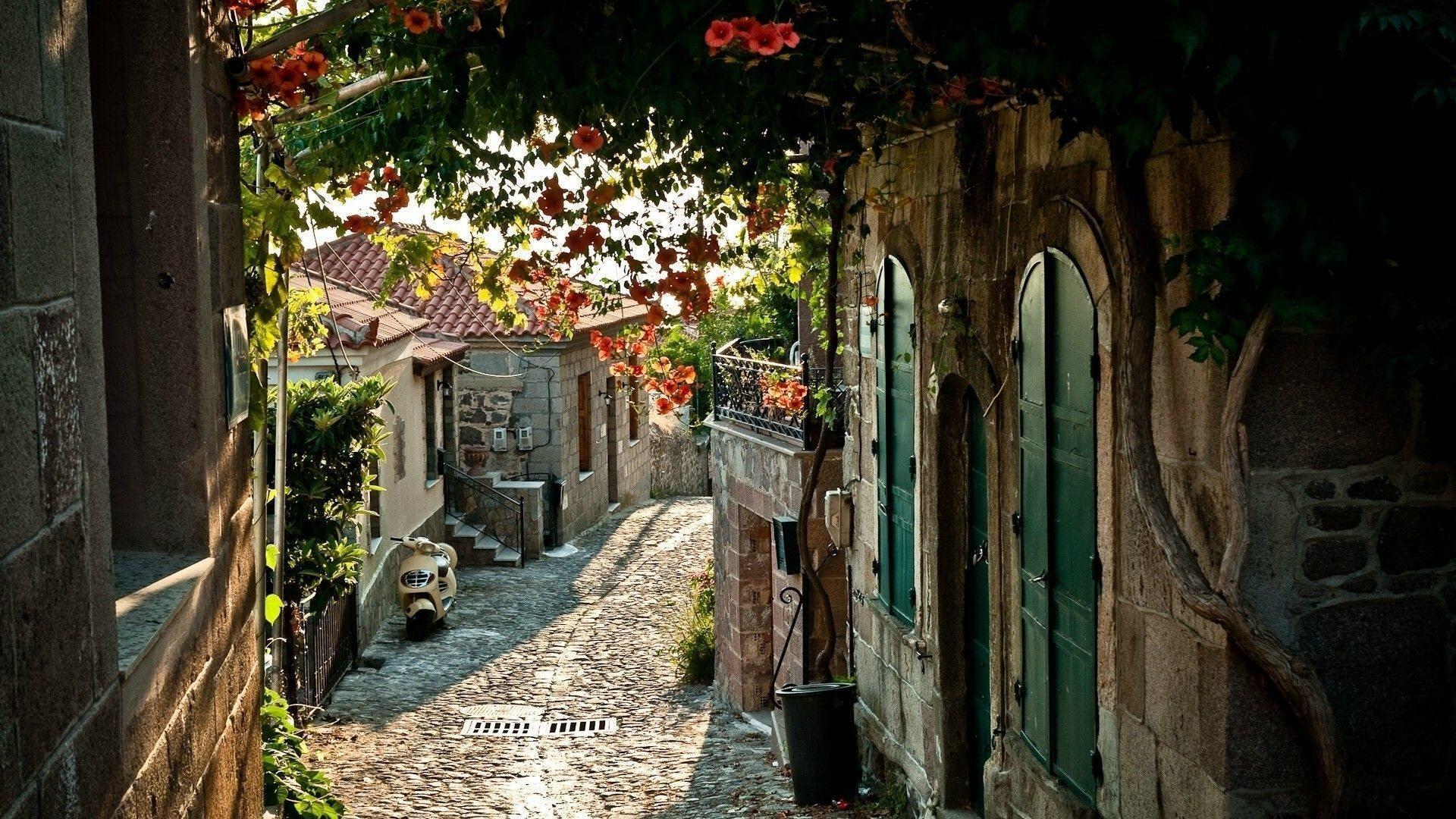 1920x1080 Cobblestone Village Wallpaper