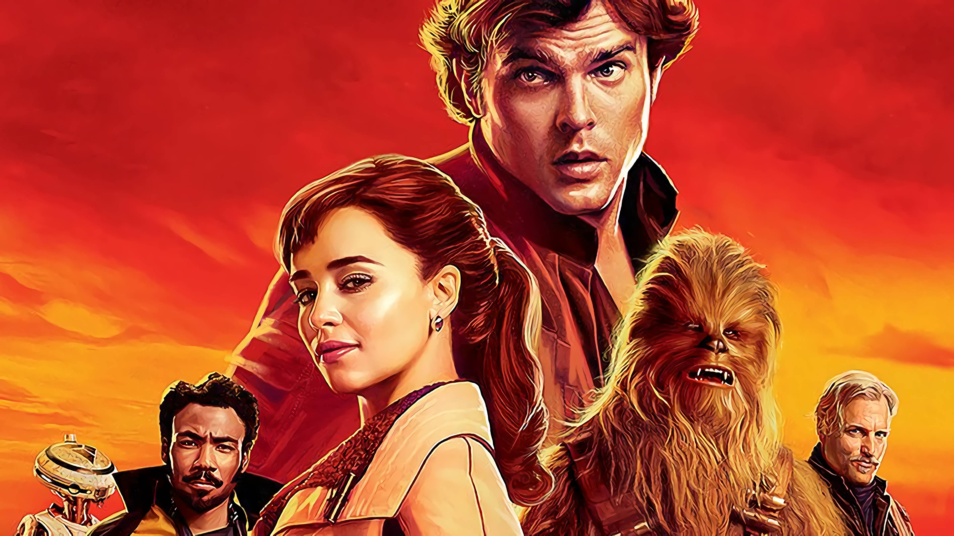 3840x2160 Solo: A Star Wars Story Movie Han Solo Qi'ra Chewbacca Lando 4K