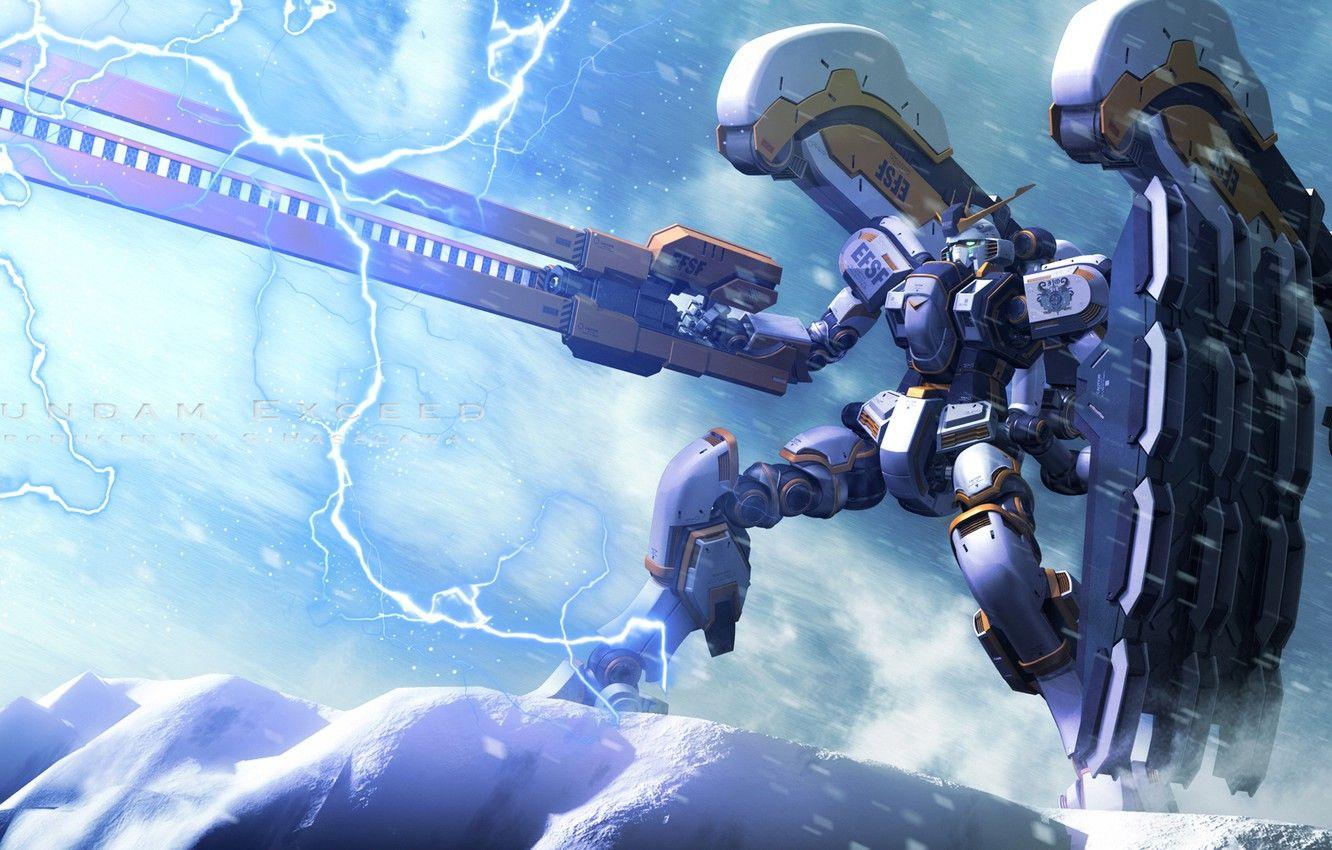 1332x850 Wallpaper weapons, lightning, Robot, Mobile Suit Gundam image