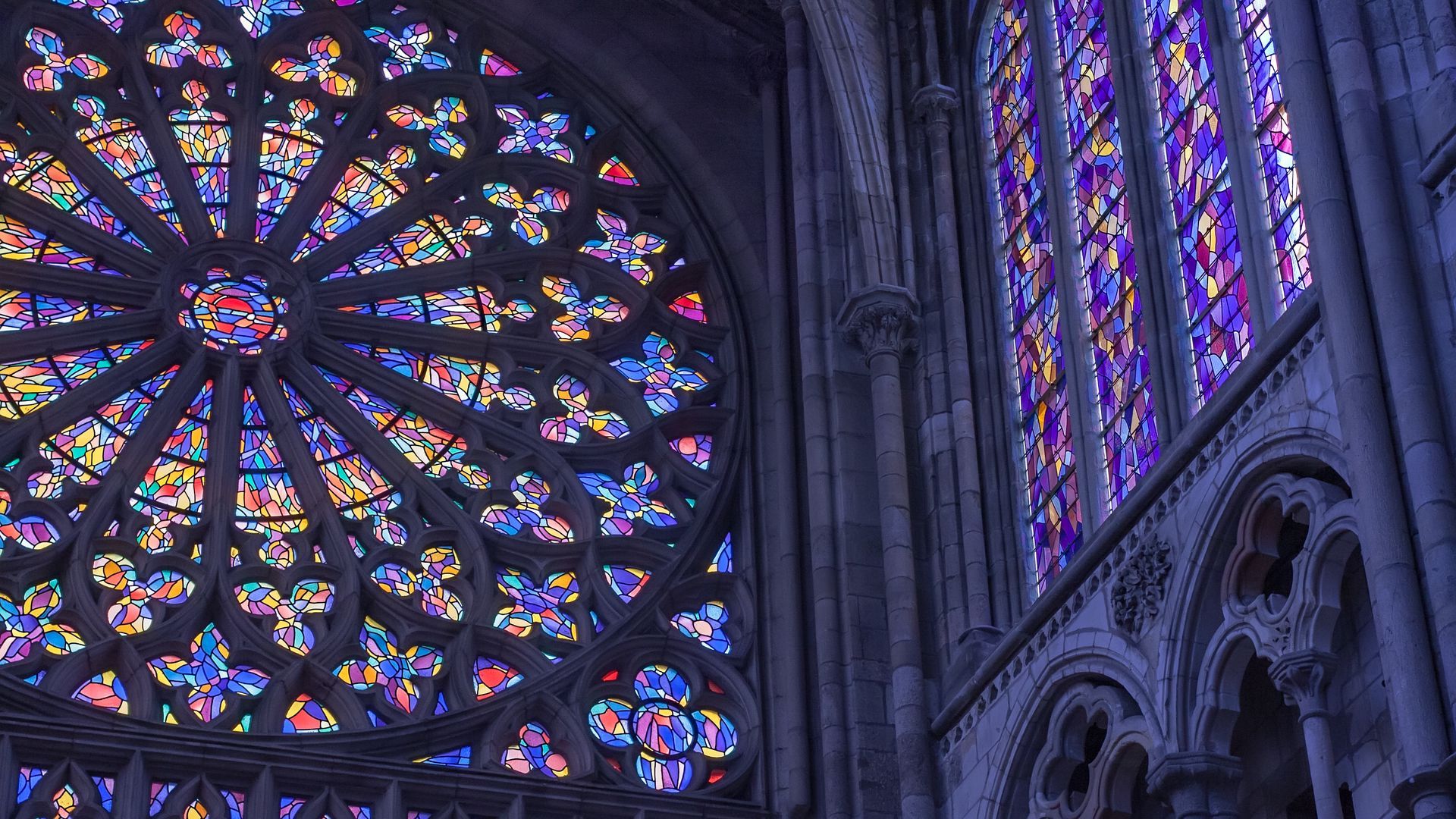 1920x1080 Download wallpaper 1920x1080 stained glass, window, cathedral, architecture full hd, hdtv, fhd, 1080p HD background