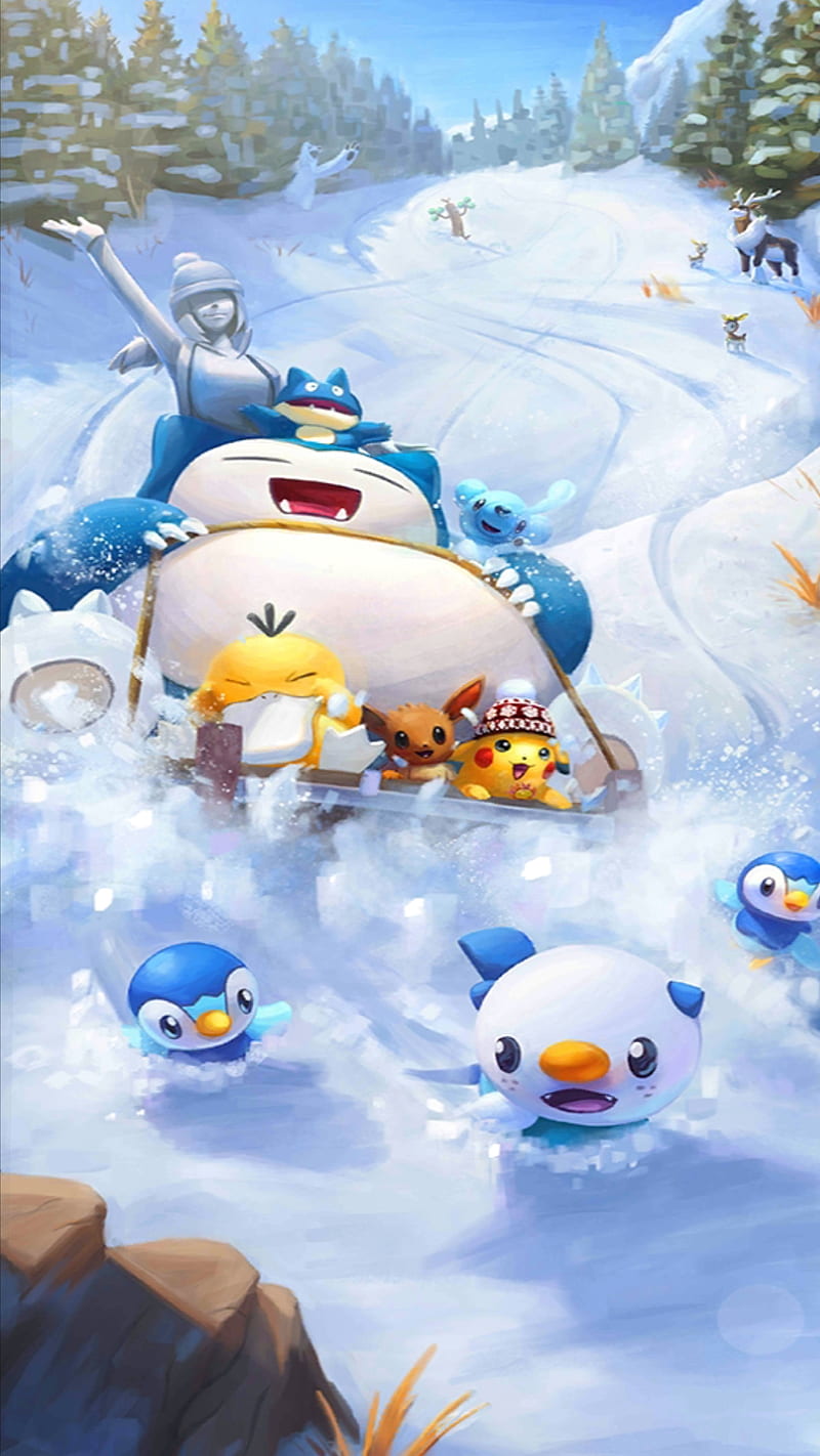 800x1422 Winter Pokemon, pikachu, snorlax, HD phone wallpaper