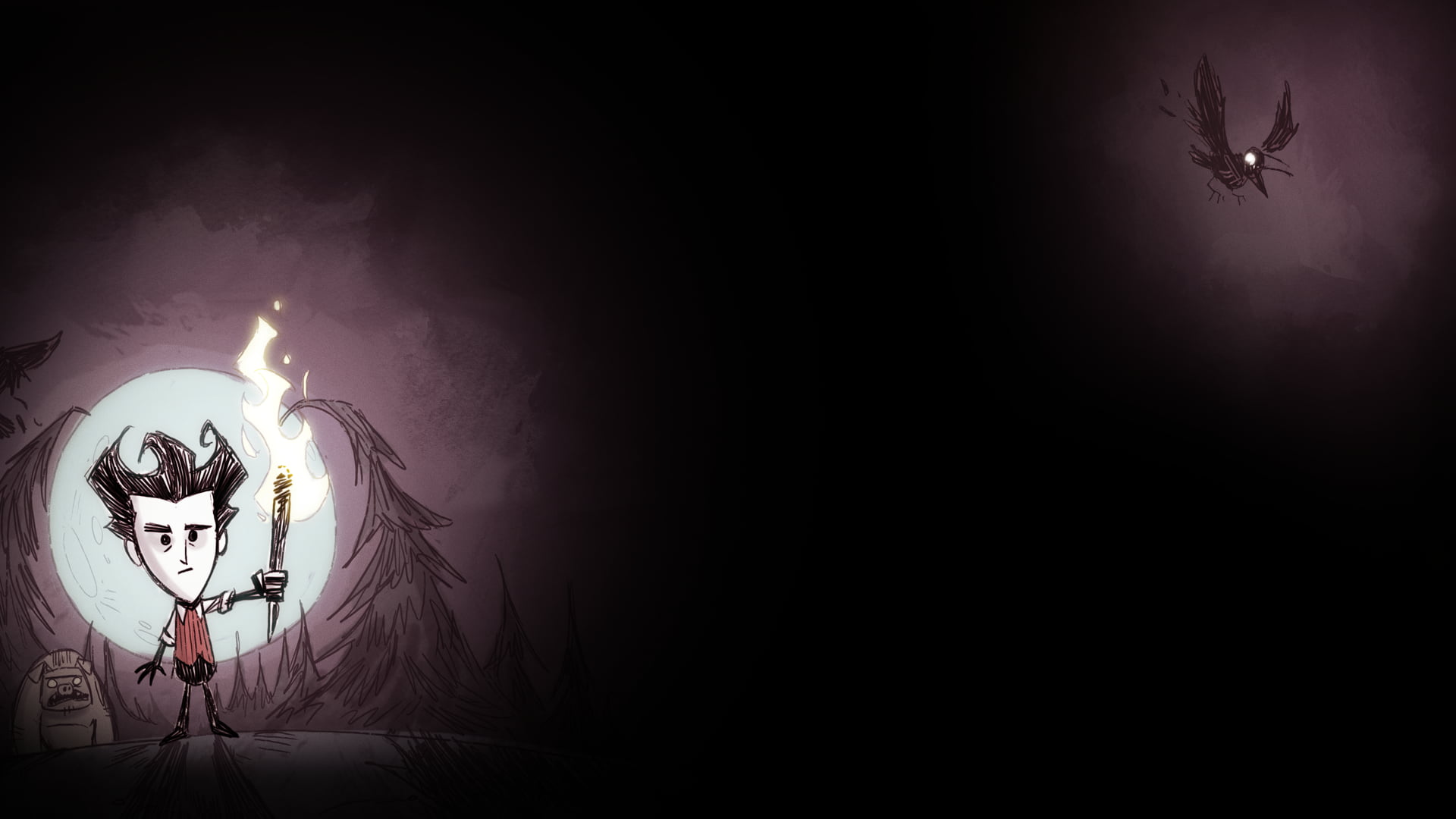 1920x1080 Male person illustration, Don't Starve, Wilson, crow, video games HD wallpaper