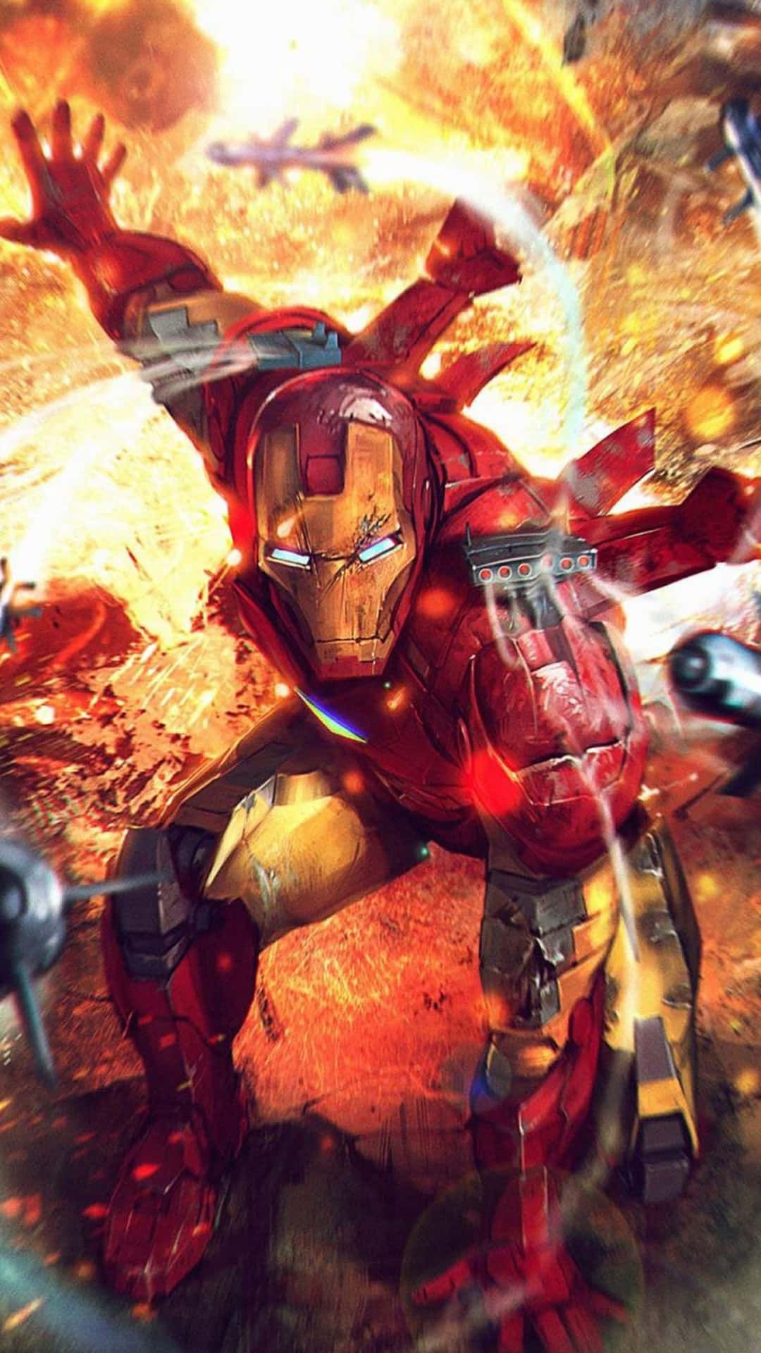 1080x1920 Download Tony Stark Wielding Iron Man Weapons Wallpaper