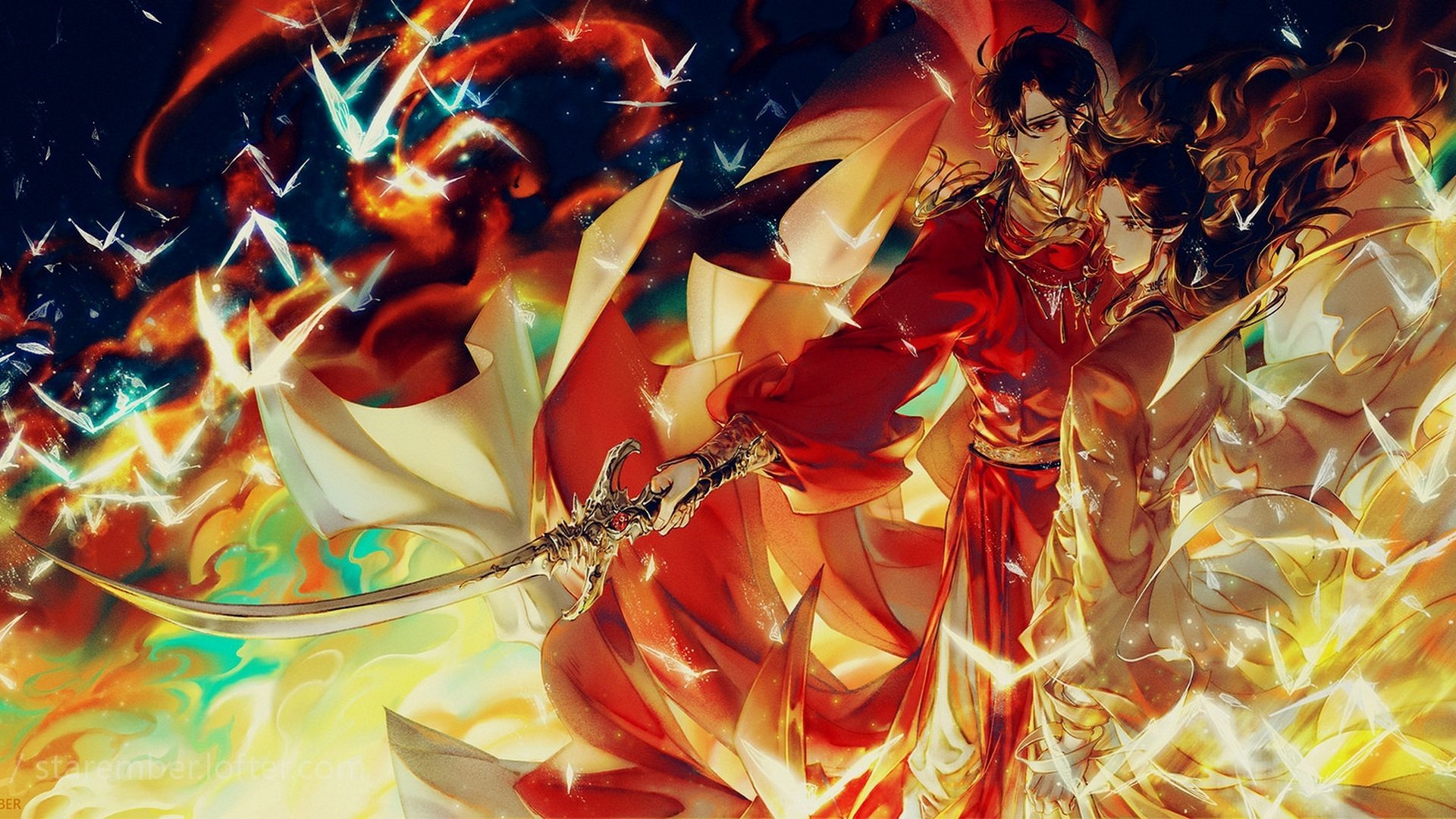 1920x1080 Heaven Official's Blessing HD: Xie Lian & Crimson Rain San Lang Wallpaperx1080