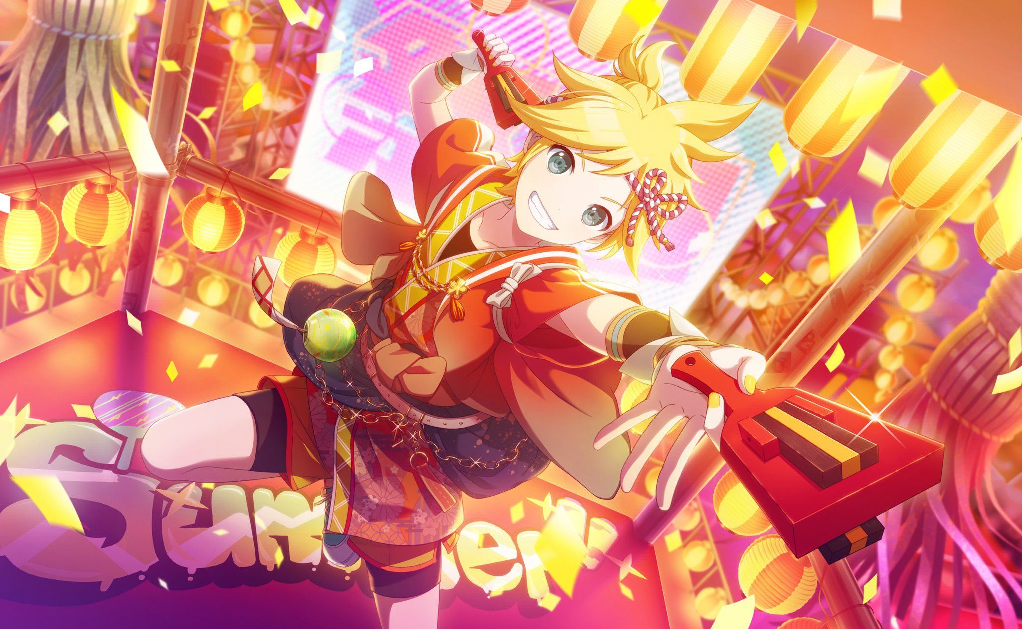 2048x1261 Download Blonde Len Kagamine Anime Vocaloid HD Wallpaper