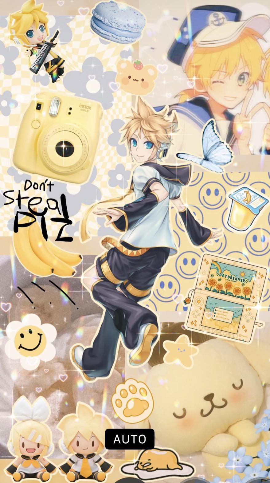 879x1572 My brother made this really cool Len lockscreen for me (ignore the watermark and “Auto” thing at the bottom), but now I need cute app icons to match, can anyone give me
