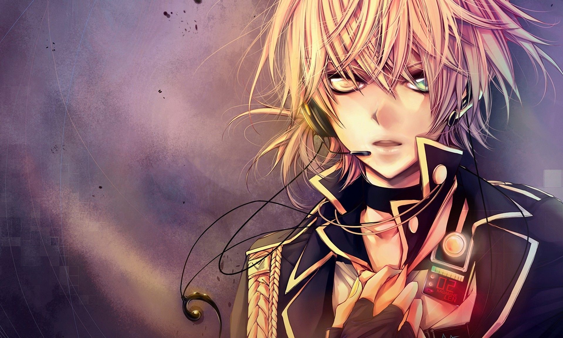 1920x1152 Wallpaper wire, headphones, guy, vocaloid, kagamine len, camisole for mobile and desktop, section сёнэн, resolution 1920x1152