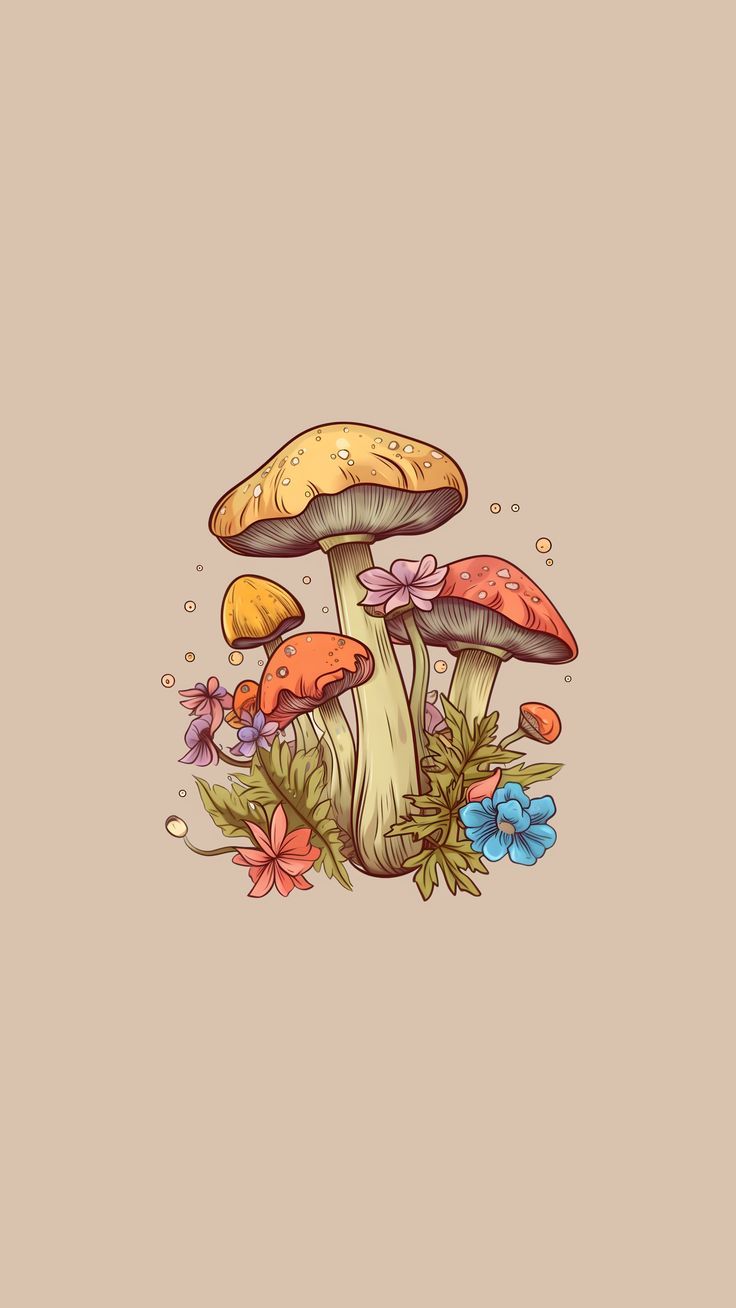 736x1308 Background mushrooms cottagecore