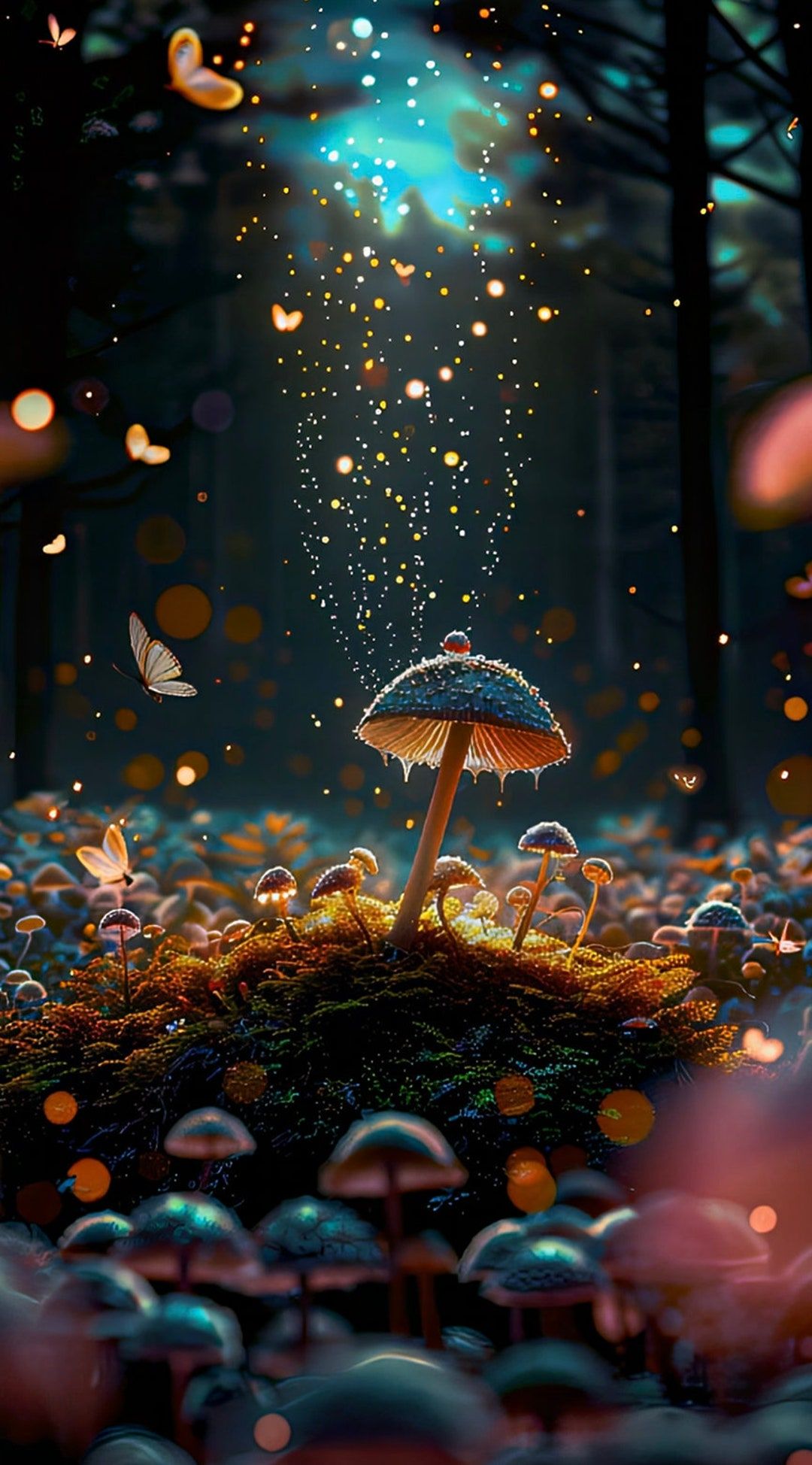 1080x1948 Glowing Mushroom Live iPhone Wallpaper. Butterfly Wallpaper. Digital Download. iPhone Wallpaper Digital Phone Wallpaper
