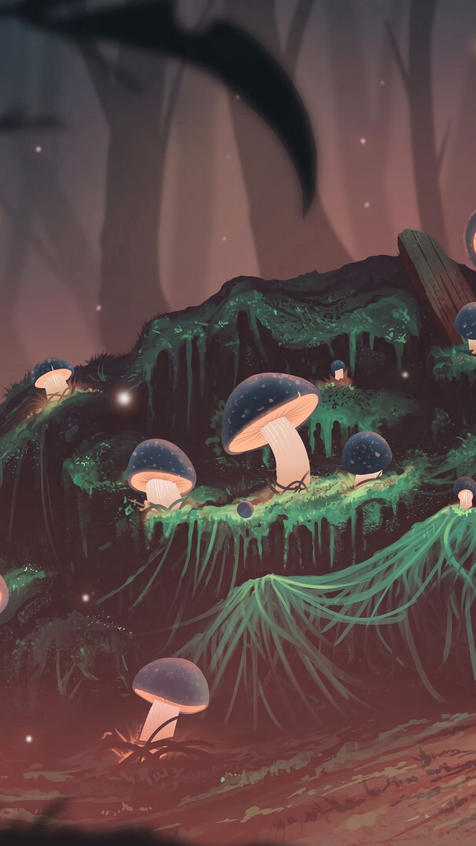 938x1668 Download Wallpaper 938x1668 Mushrooms, Glow, Light, Forest, Art Iphone 8 7 6s 6 For Parallax HD Background