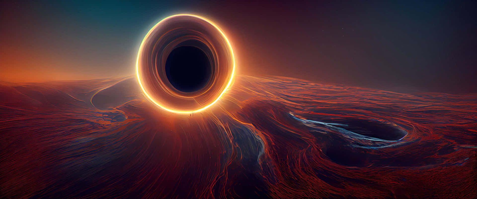 1920x804 Download Witness the captivating beauty of a Black Hole Sun Wallpaper