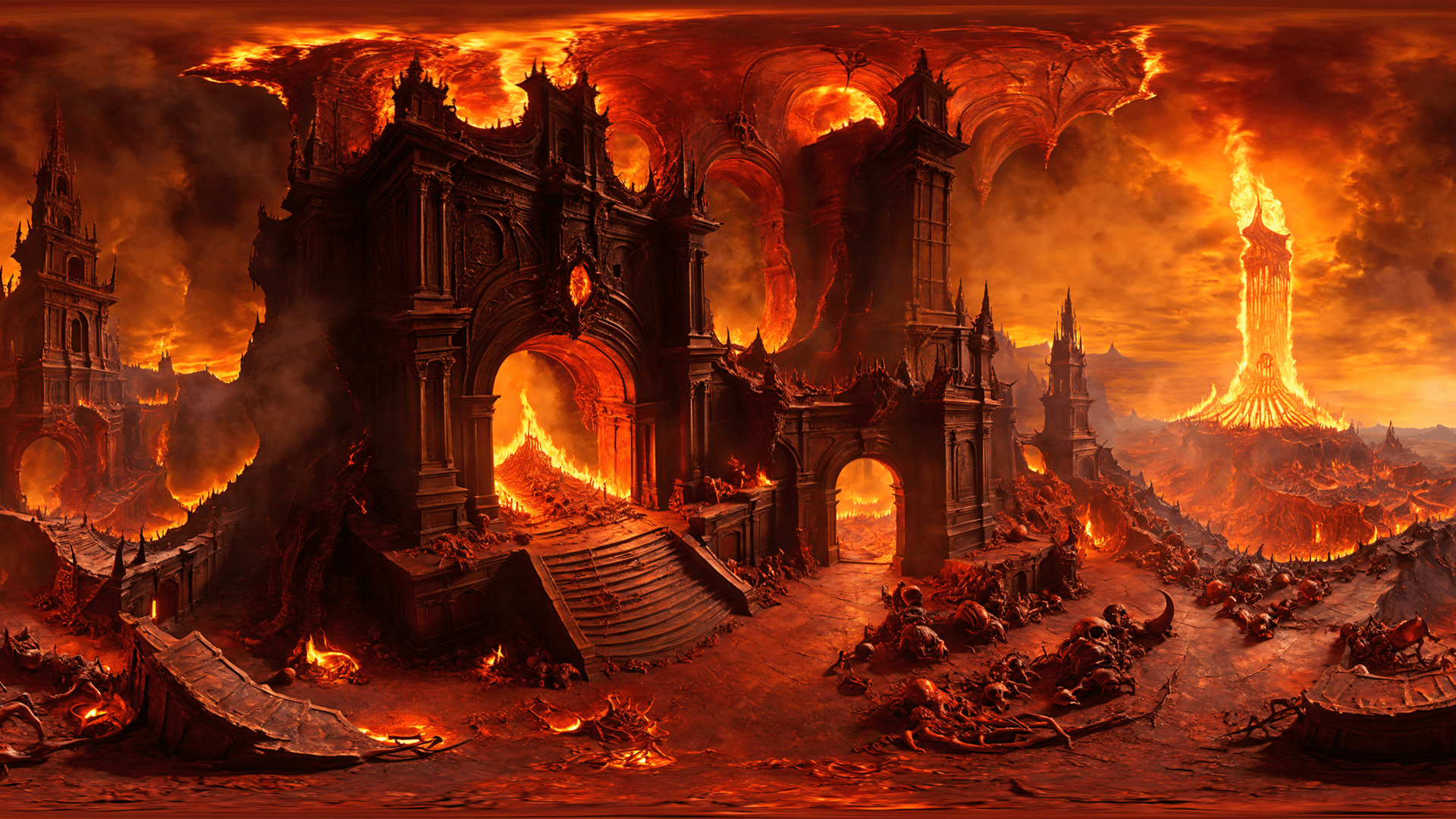1920x1080 HDRI Hellscapes Panoramas 3D Render, Digital Art