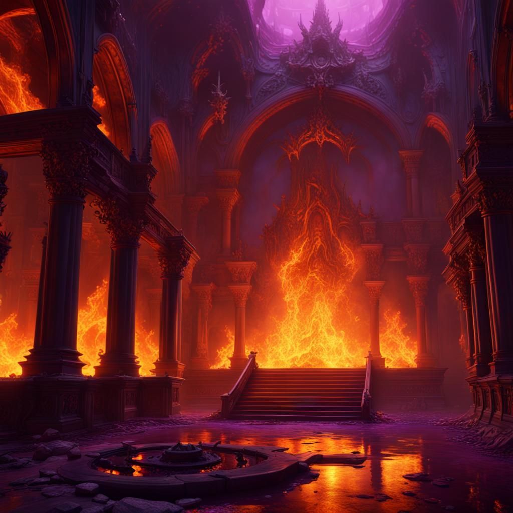 1024x1024 Infernal Flames: Dark Fantasy Hellscape in 8K