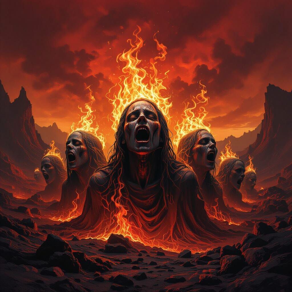 1024x1024 Souls in Eternal Suffering, Volcanic Hellscape