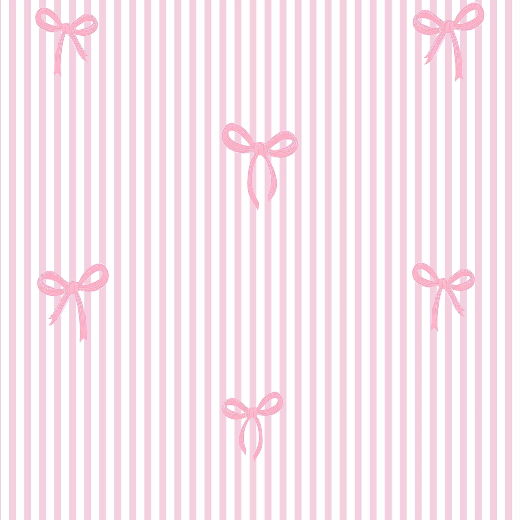 2000x2000 Delicate Bows on Pinstripe Wallpaper in Pink