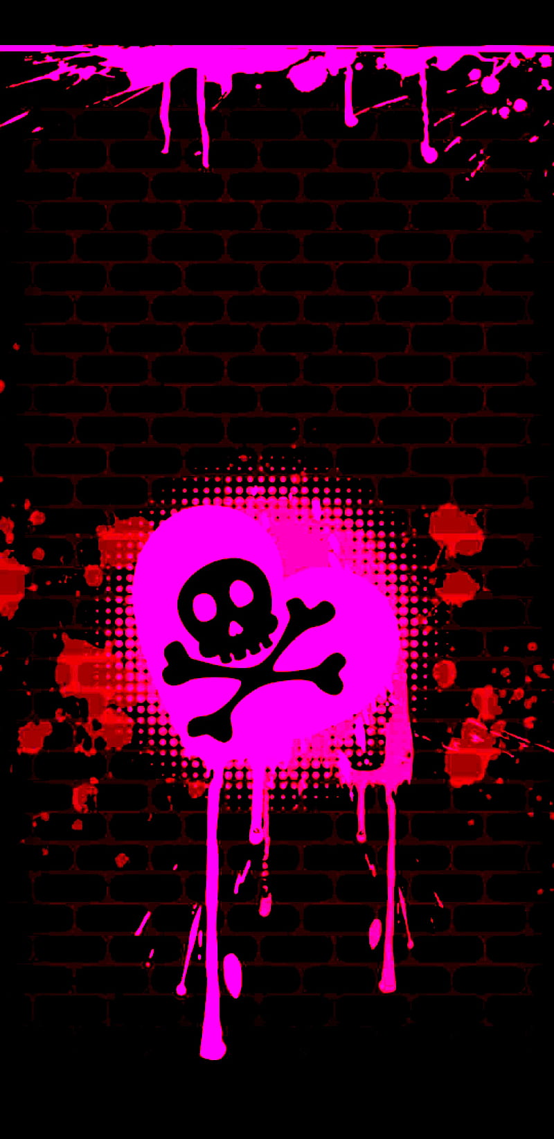800x1644 Pink skull heart, pink skull heart emo, skull heart emo pink, HD phone wallpaper