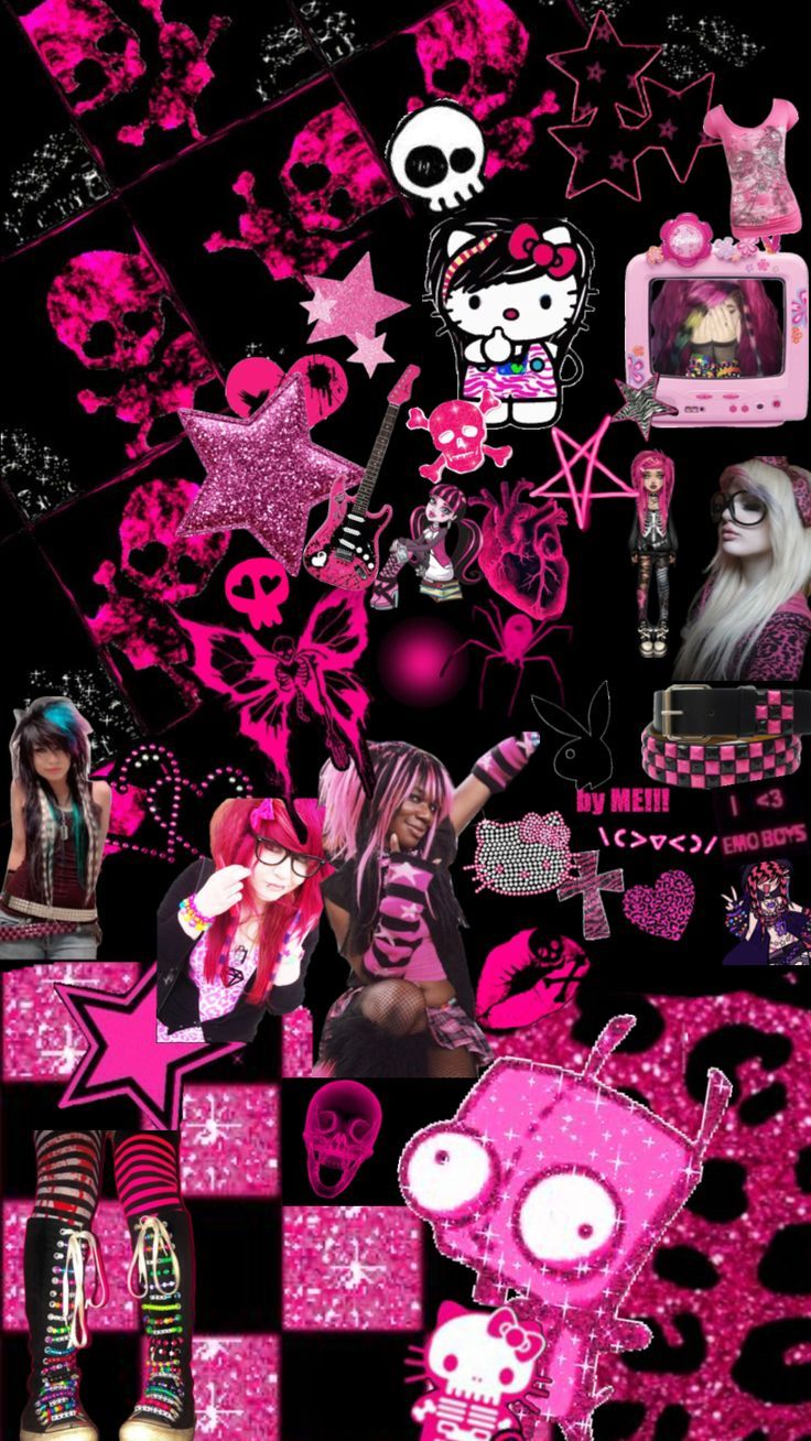 736x1308 scenecore #pinkandblack #emo #rebzyxx