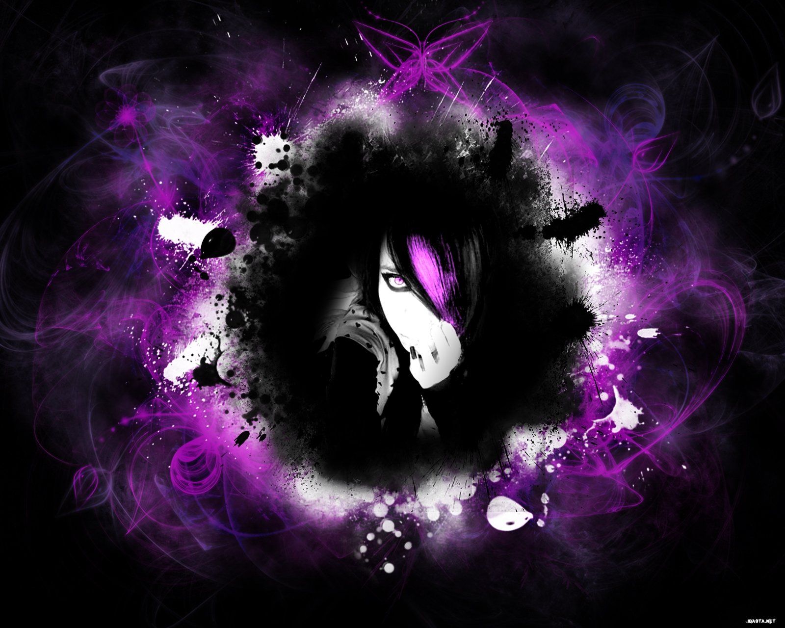 1600x1280 Artistic Emo Vibes: HD Wallpaper with Pink and Purple Flair