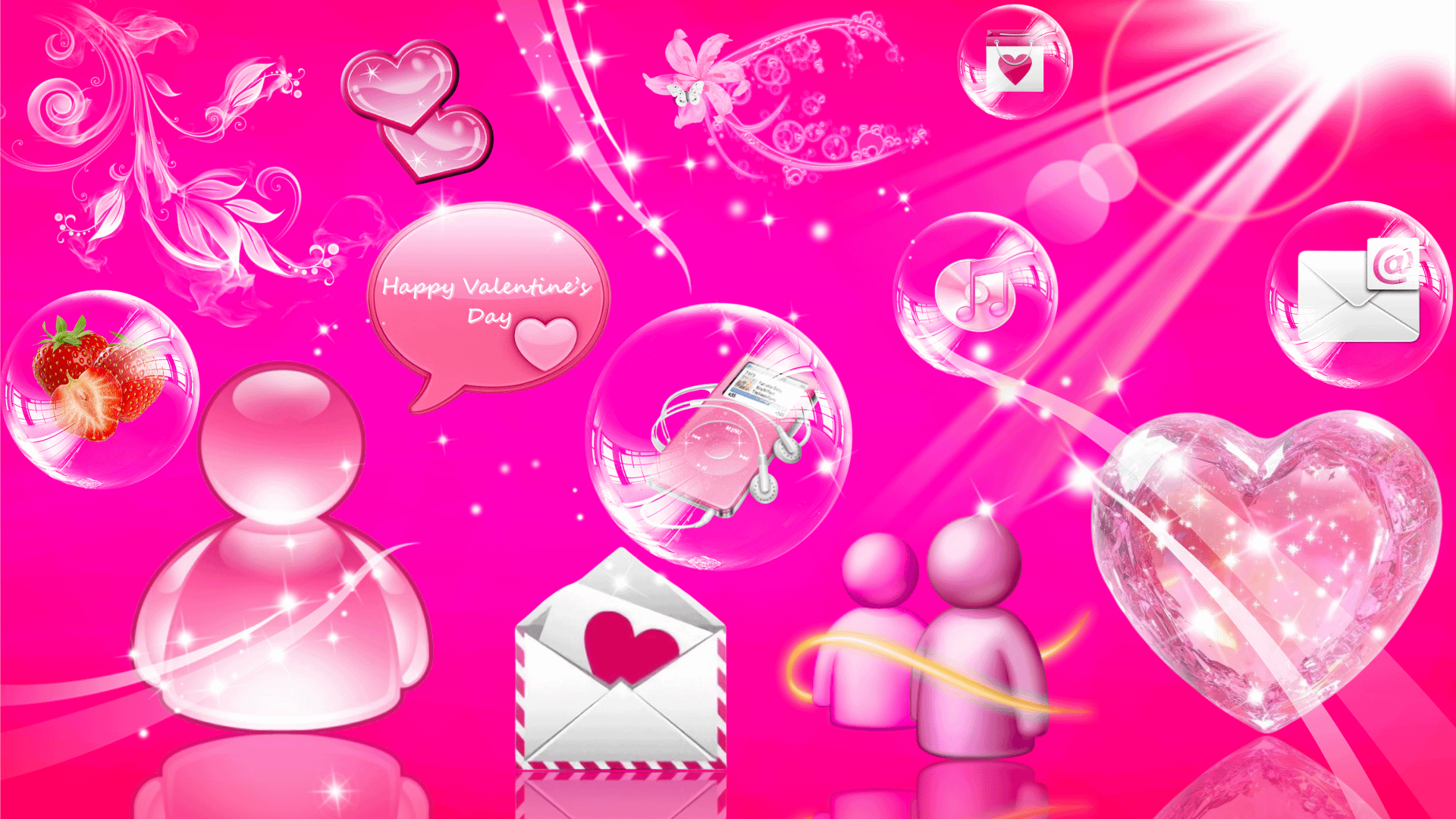 1920x1080 Frutiger Aero Valentine's Day Wallpaper. Made