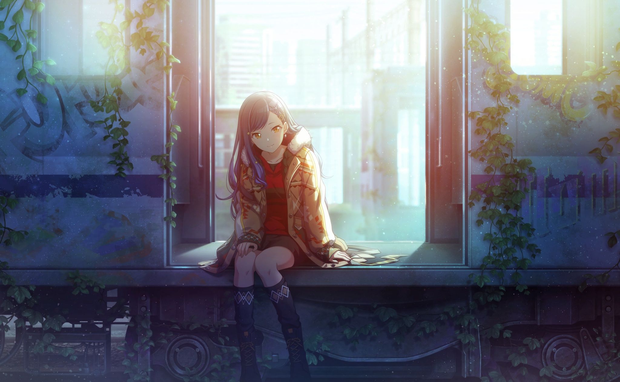 2048x1261 Wallpaper girl, train, Project Sekai Colorful Stage! feat. Hatsune Miku, Shiraishi An for mobile and desktop, section игры, resolution 2048x1261