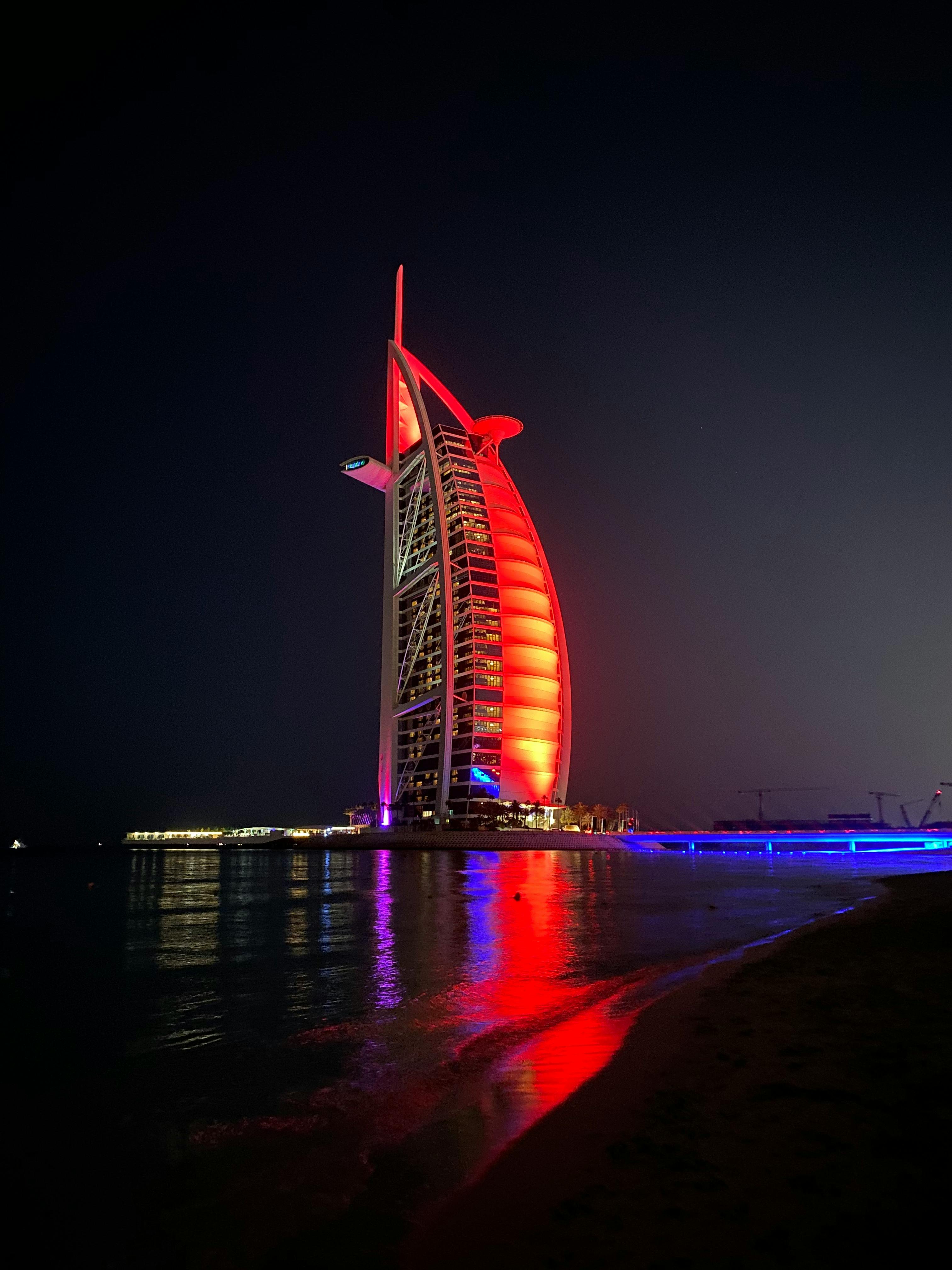 3024x4032 A Burj Al Arab with Lights at Night · Free