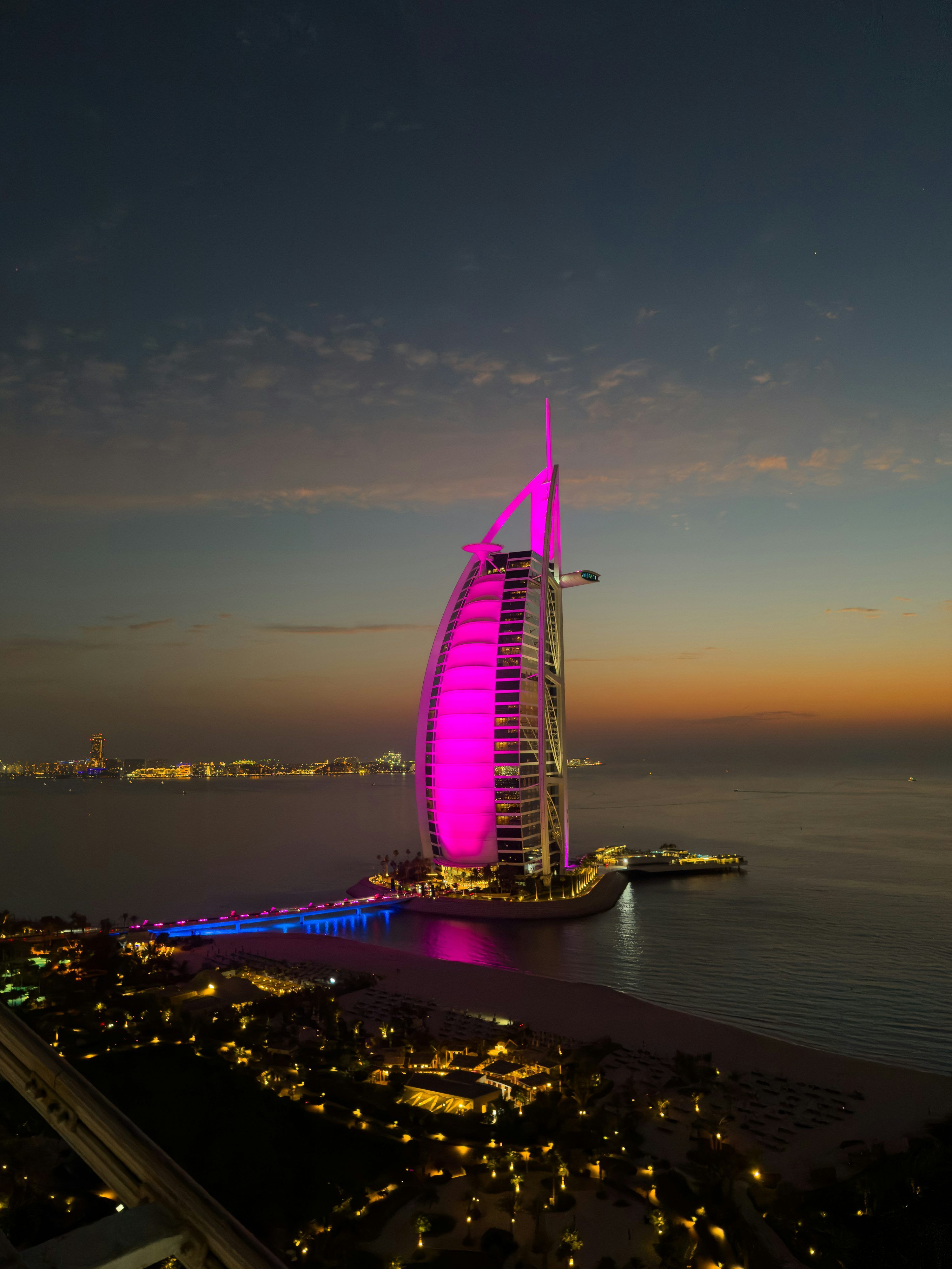 3000x4000 The burj al arab illuminated at twilight. photo