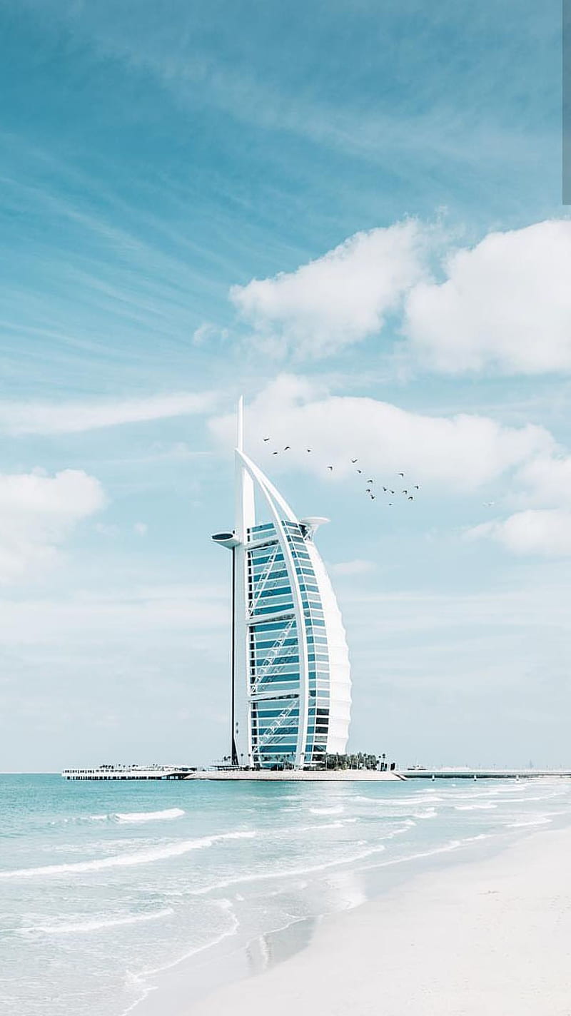 800x1424 Burj Al Arab, bridge, fog, city, park, hotel, dubai, apple, iphone xs, newyear HD phone wallpaper