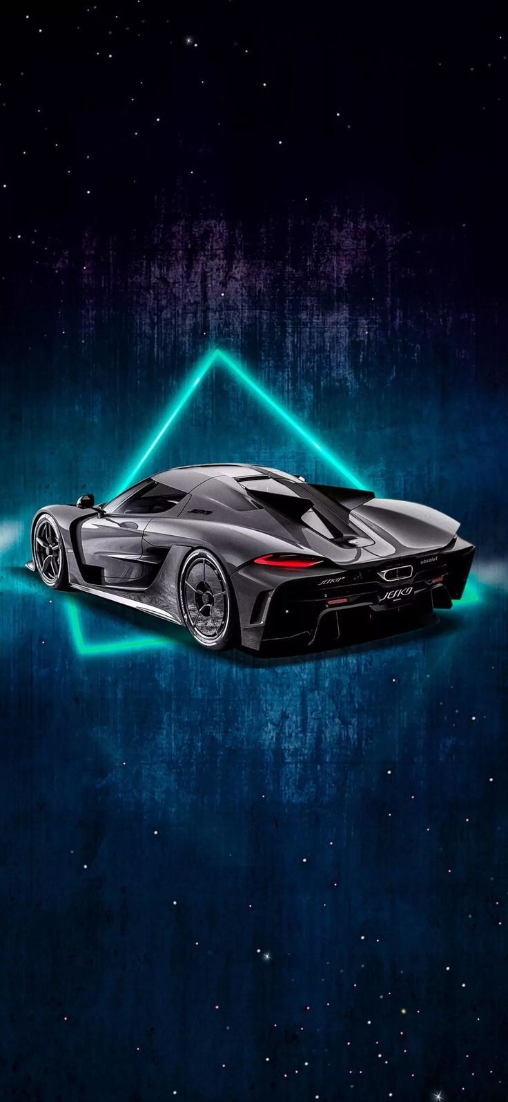 736x1594 Futuristic Sports Car with Neon Lights
