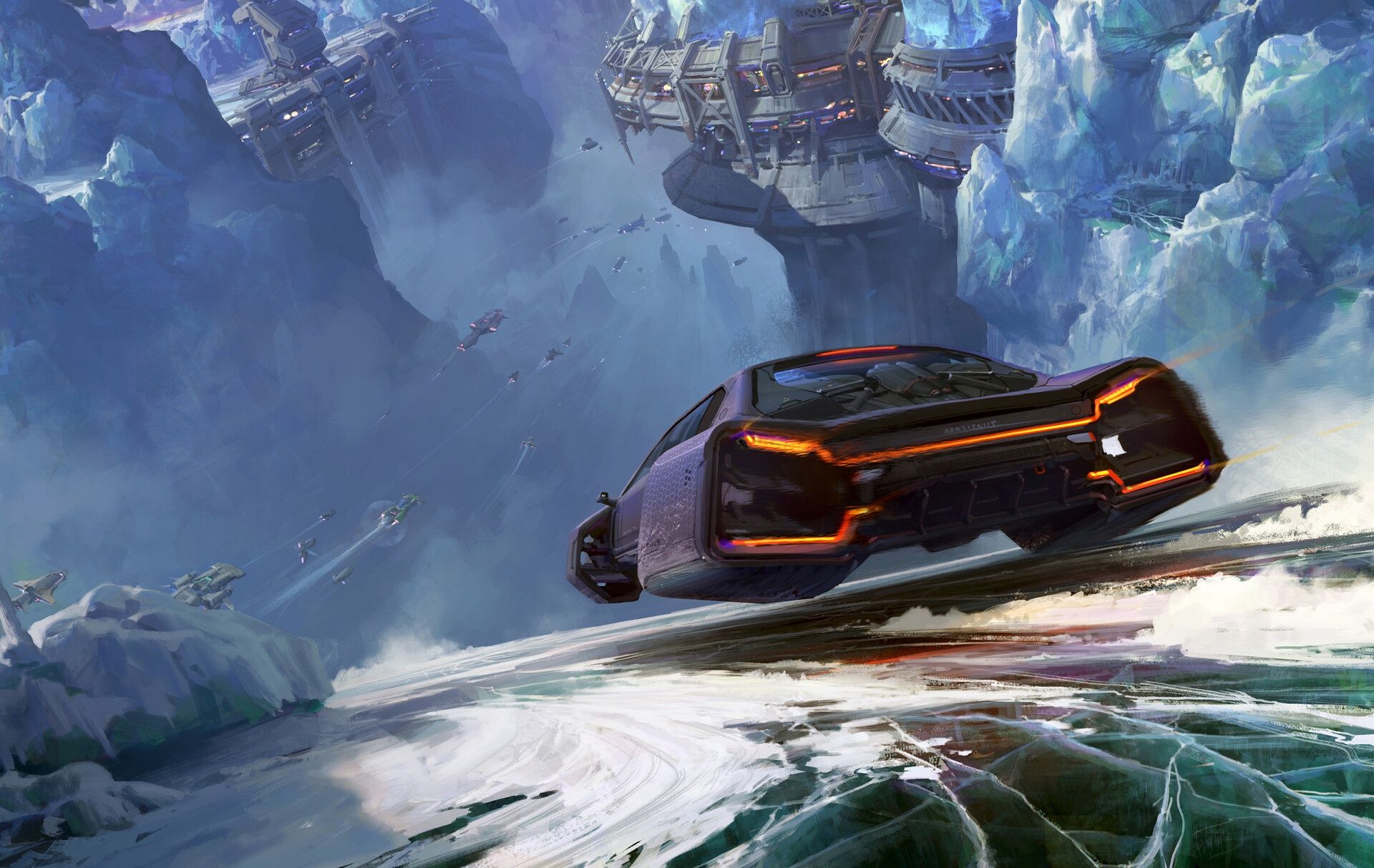 1920x1213 Futuristic Ice Runner: HD Sci Fi Vehicle Wallpaper By Lok Du