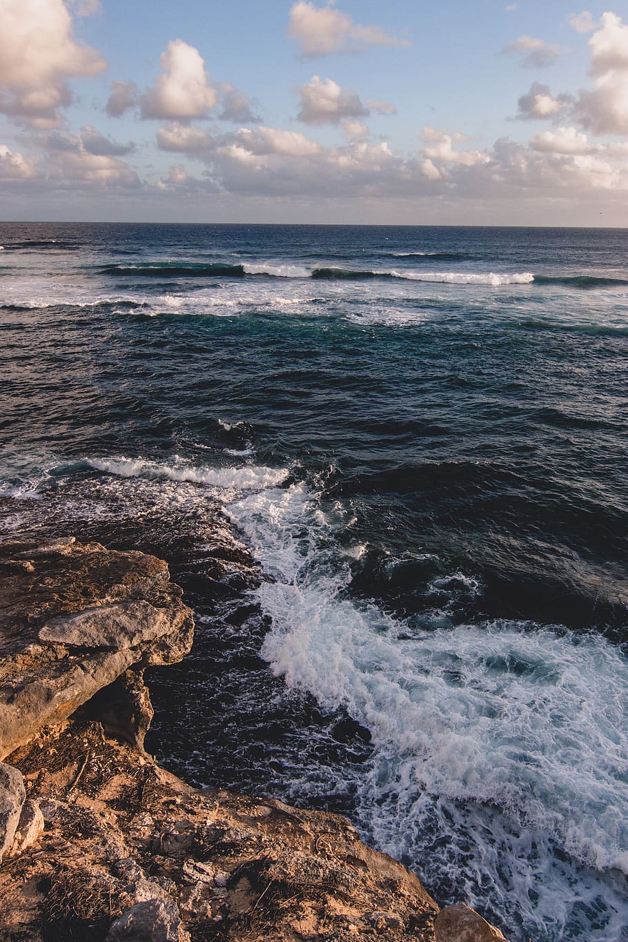 910x1365 hawaii, united states, cliffside, ocean view, wave, waves, deep blue ocean, ocean