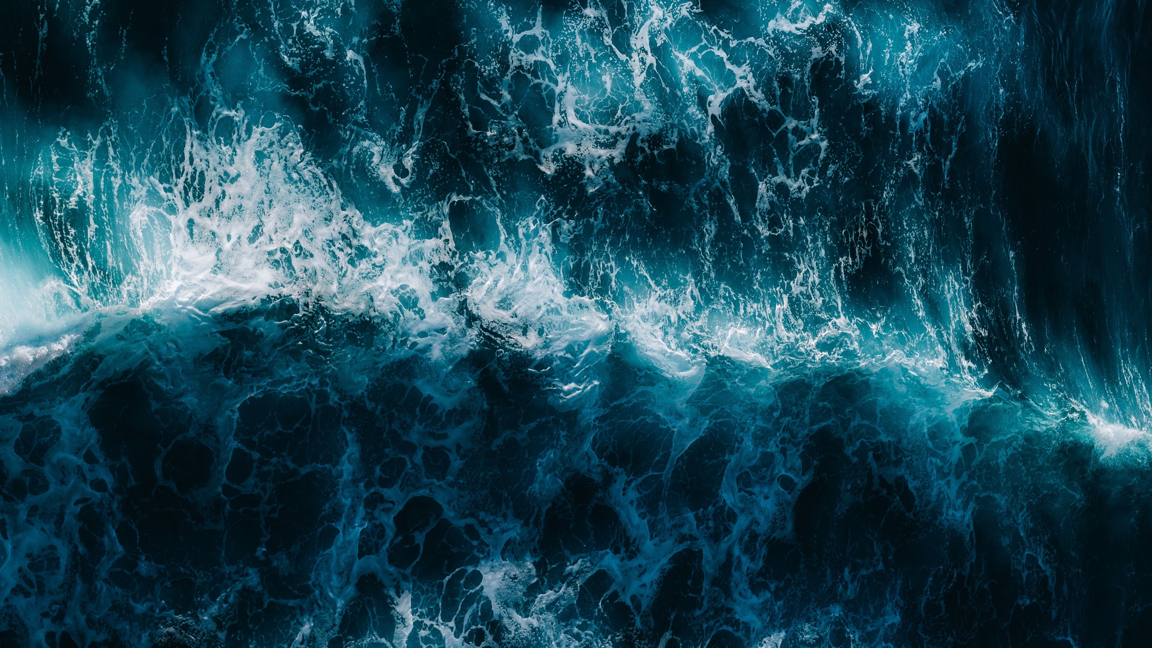 3840x2160 Sea waves Wallpaper 4K, Aerial view, Blue Water, Pattern