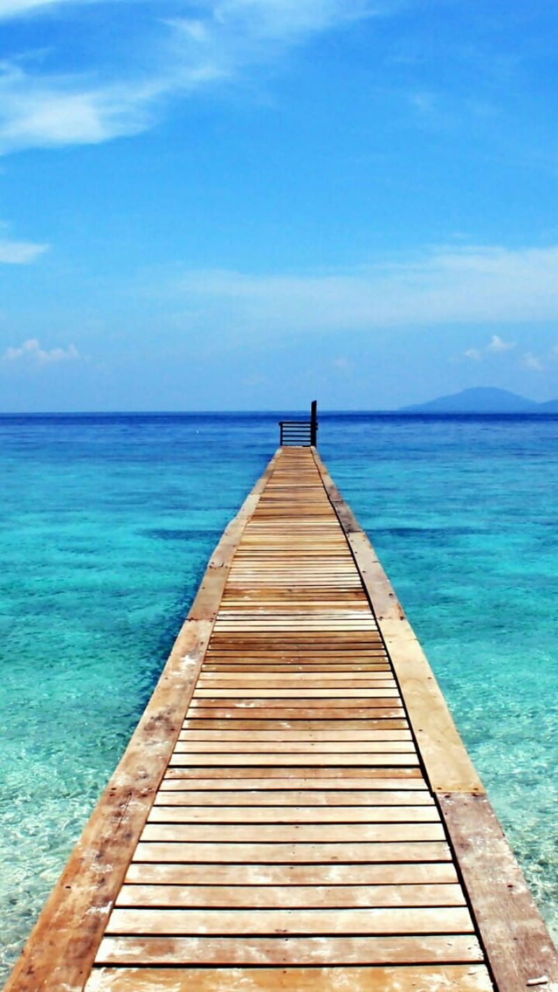 800x1422 Seaview, sea, view, wall, papper, strand, beaches, beach, sky, bench, HD phone wallpaper