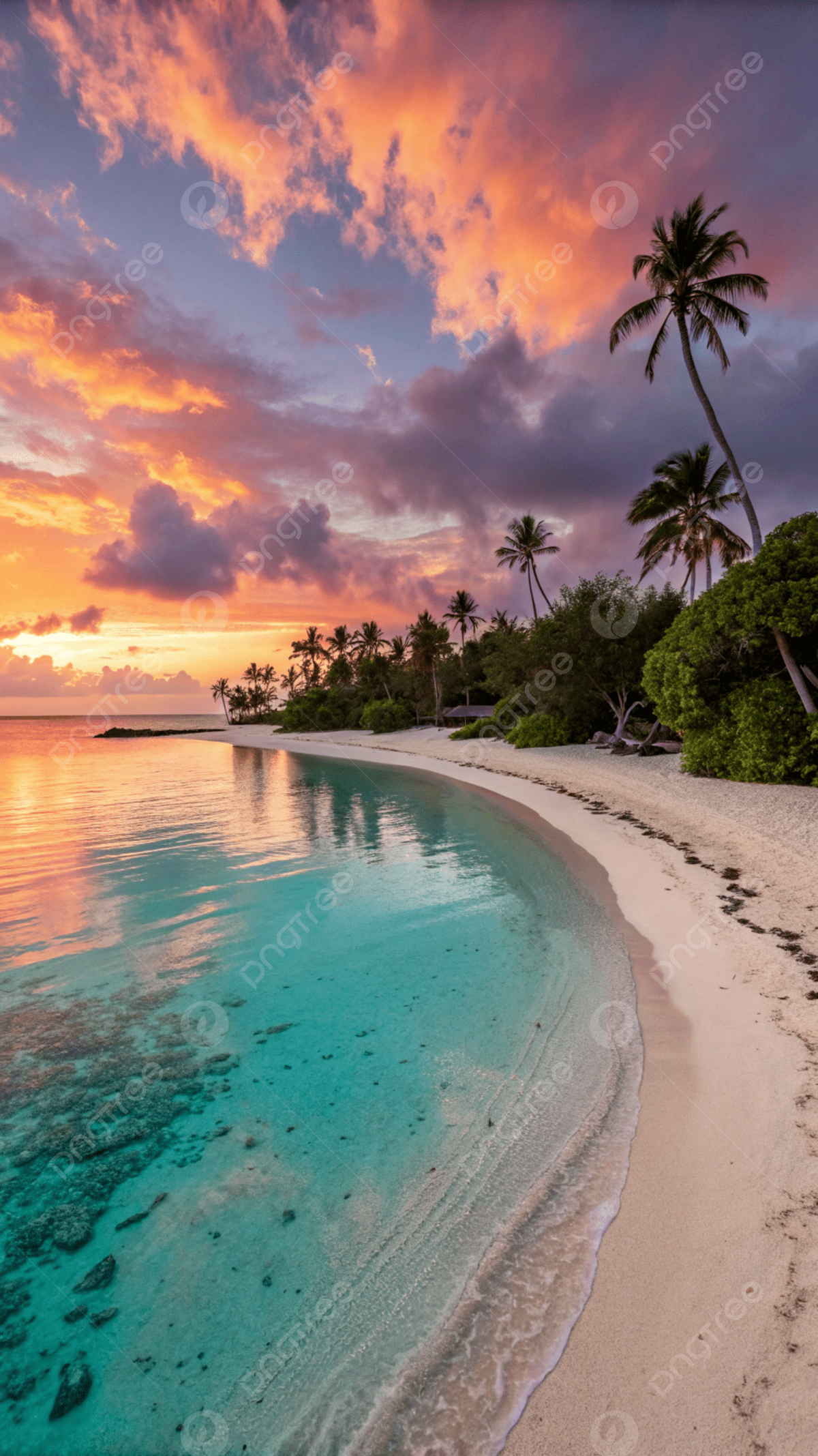 1200x2135 Ocean And Crystal Clear Water With Sunset Mobile Wallpaper Background Wallpaper Image For Free Download