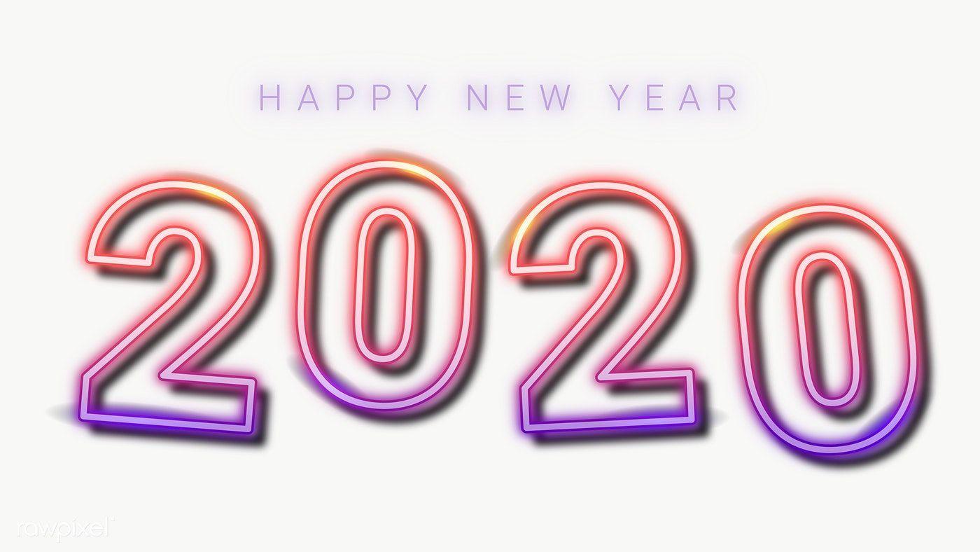 1400x788 Download premium png of Neon happy new year 2020 wallpaper