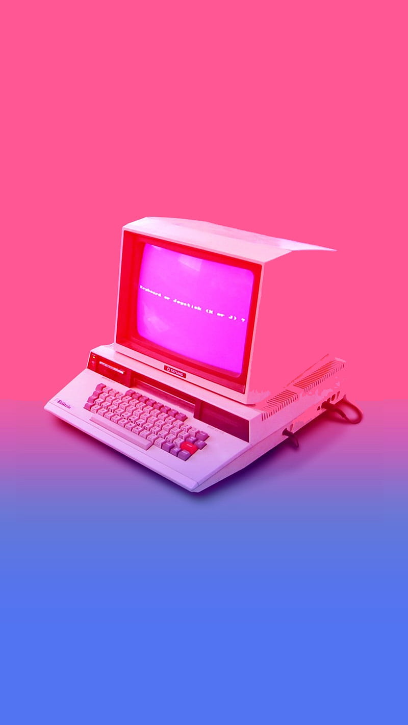 800x1422 Vaporwave, Retrowave, computer, monitor, keyboards, HD phone wallpaper