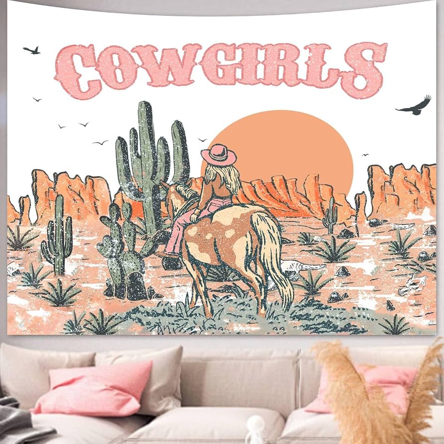 894x894 Apdidl Cowgirl Western Aesthetic Tapestry for Bedroom Teen Girls, Pink Retro Western Country Cowgirls Gifts Wall Tapestry, Boho Tapestries Wall Hanging for Dorm Room Decor (51 X 60) : Amazon.in: Home