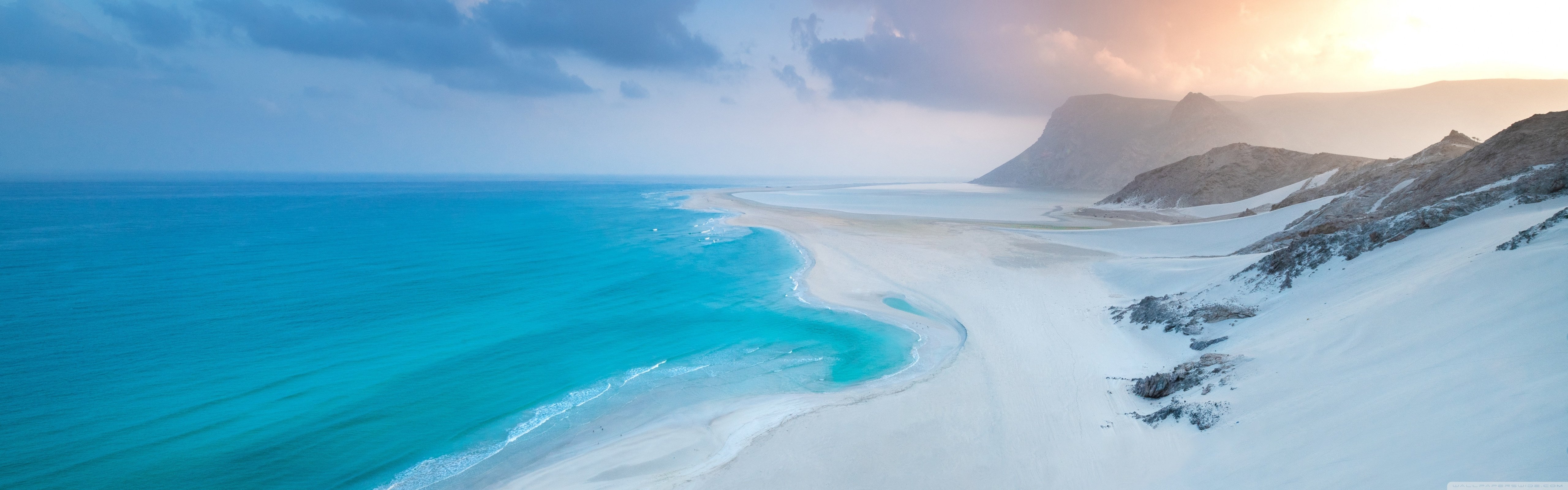 5120x1600 Beautiful Wild Beach, Blue Sea, White Sand, Nature, Travel 4K UHD Wallpaper for UltraHD Desktop and TV : Widescreen and UltraWide Display : Dual Monitor