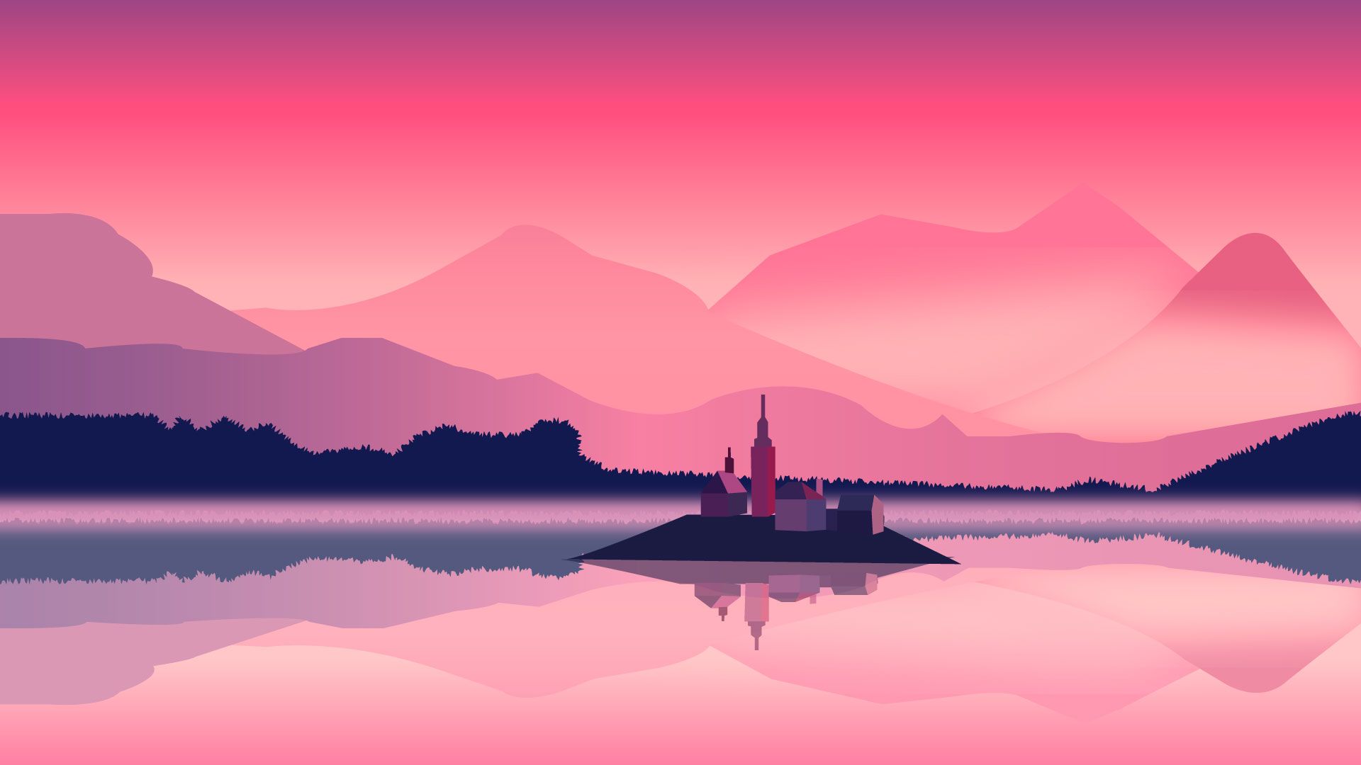 1920x1080 Landscape Pink Aesthetic Wallpaper