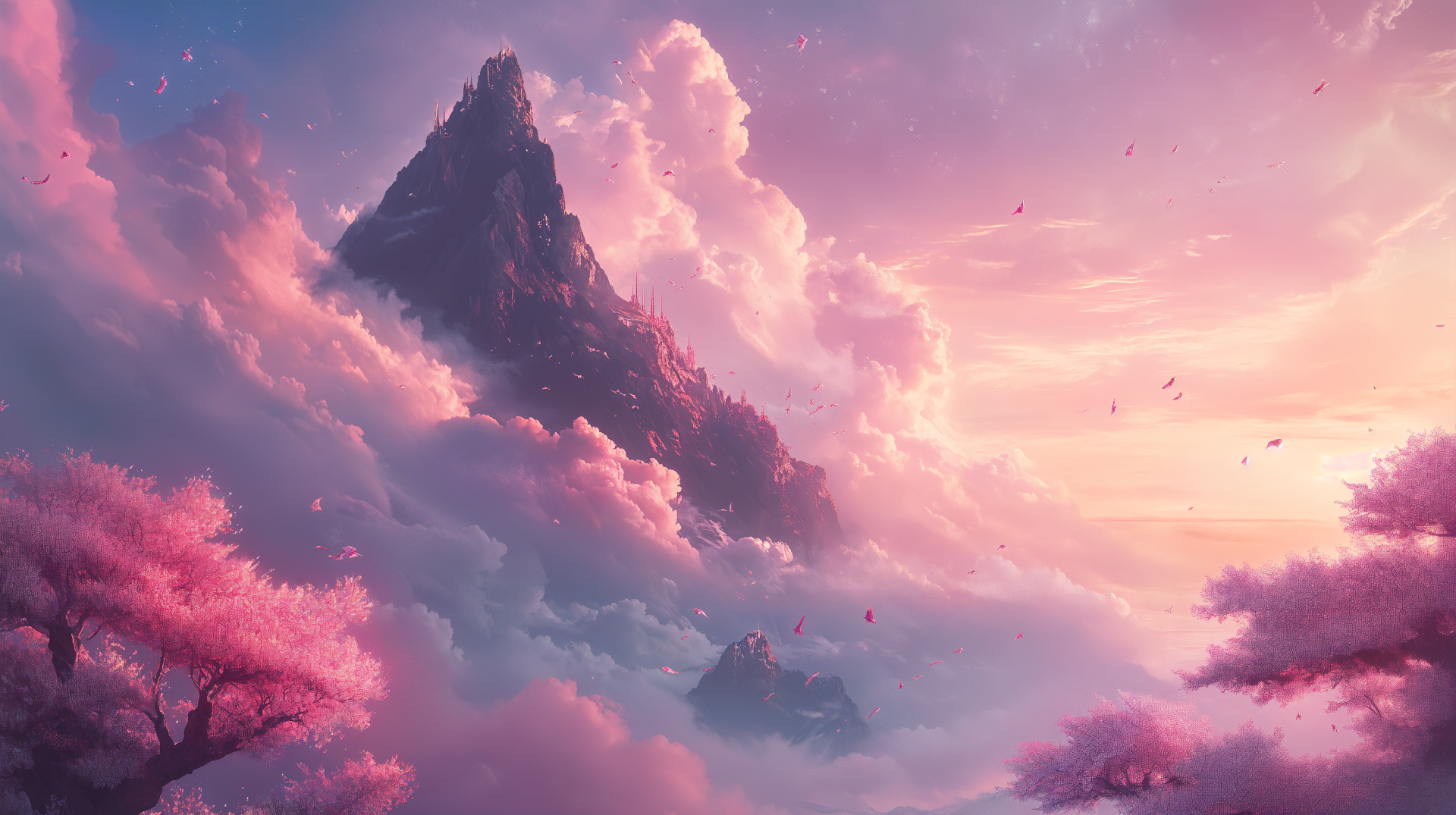 1920x1075 Serene Pink Sky: A Stunning 4K Ultra HD Wallpaper