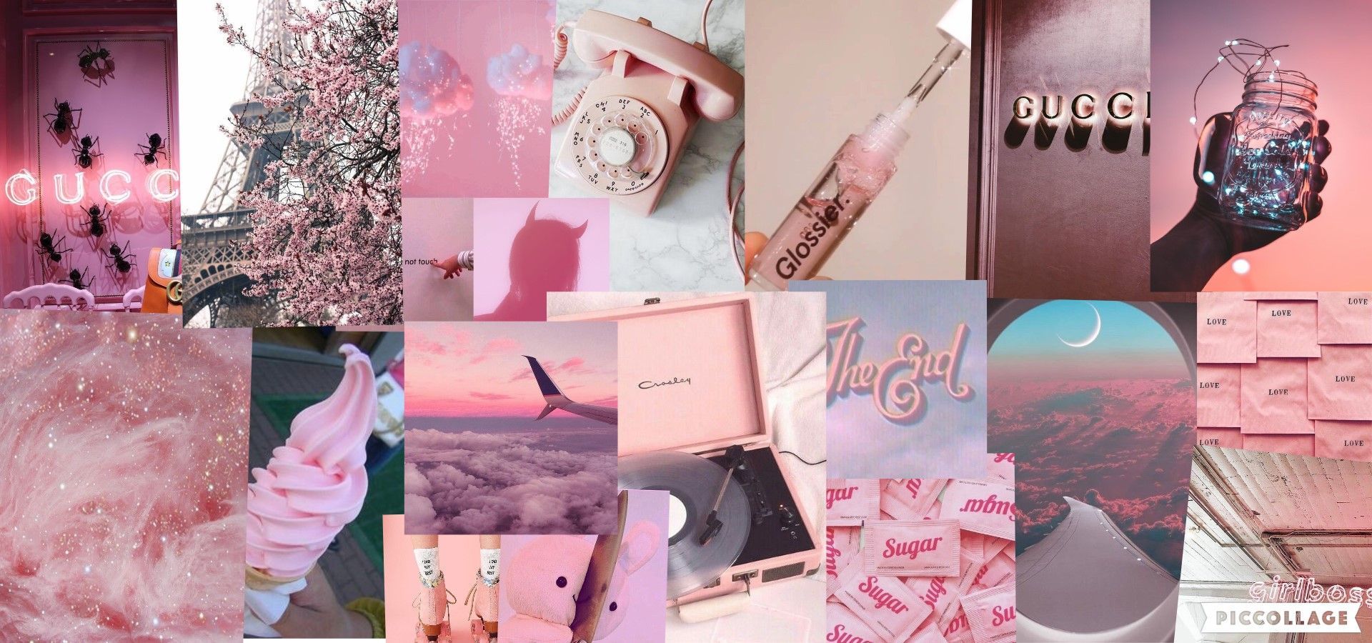 1920x900 Pink Collage Wallpaper, HD Background