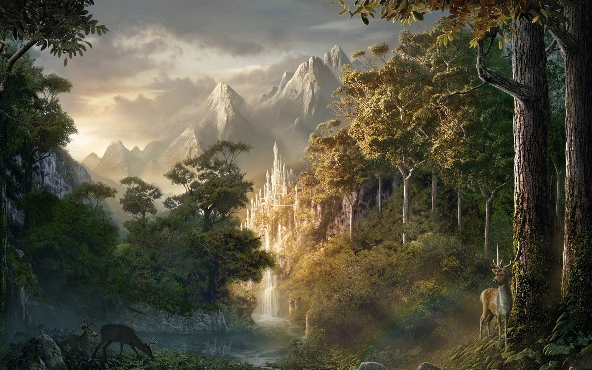 1920x1200 fantasy, Tree, Forest, Ice, Castle Wallpaper HD / Desktop and Mobile Background