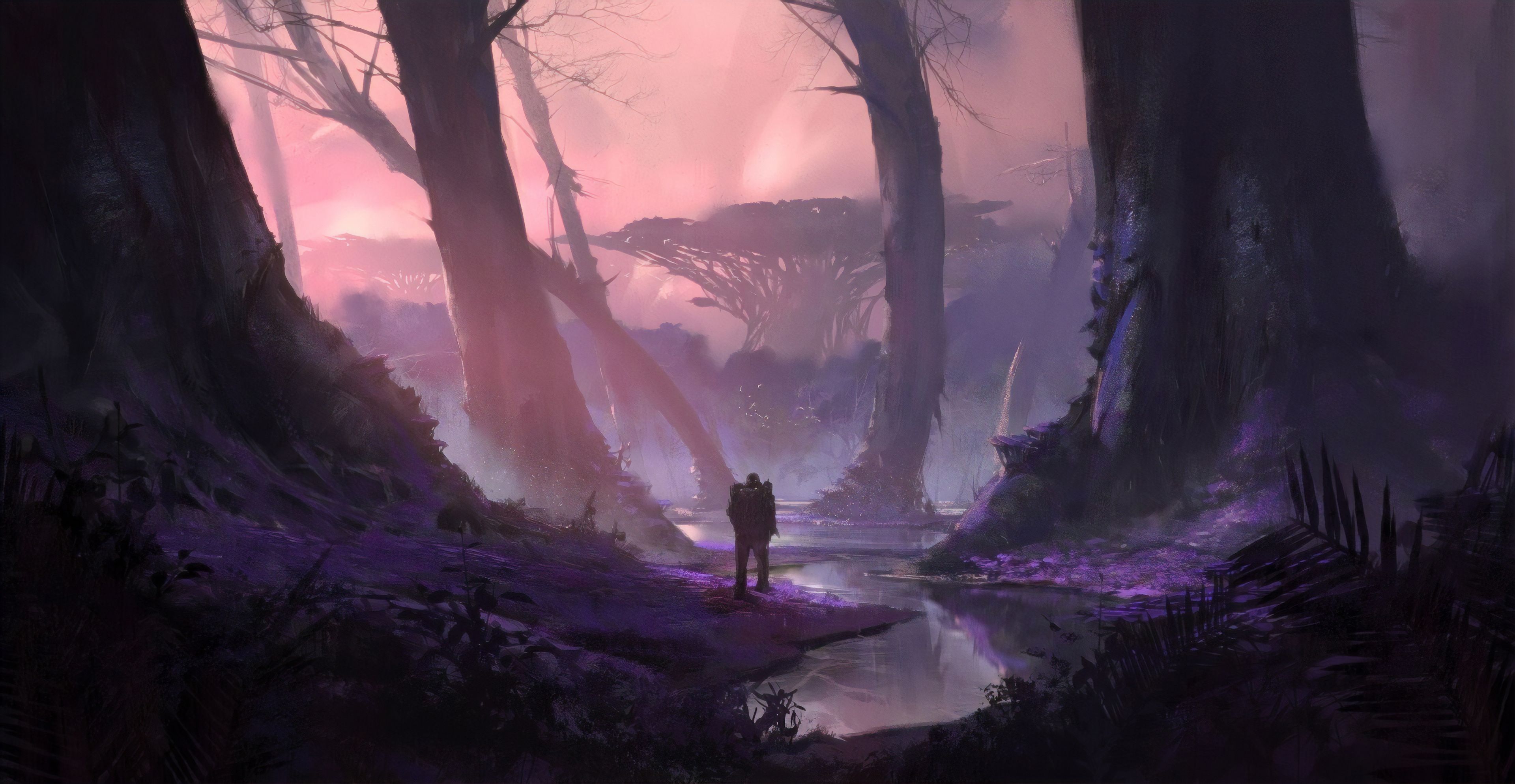 3840x1988 4k Fantasy Forest Wallpaper