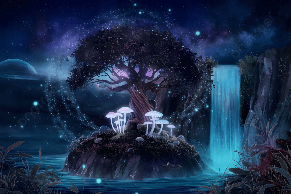 1200x800 Fantasy Landscape Featuring Glowing Mushrooms And Enchanted Forest, Mystical Tree, Glowing Mushrooms, Fantasy Art Background Image And Wallpaper for Free Download