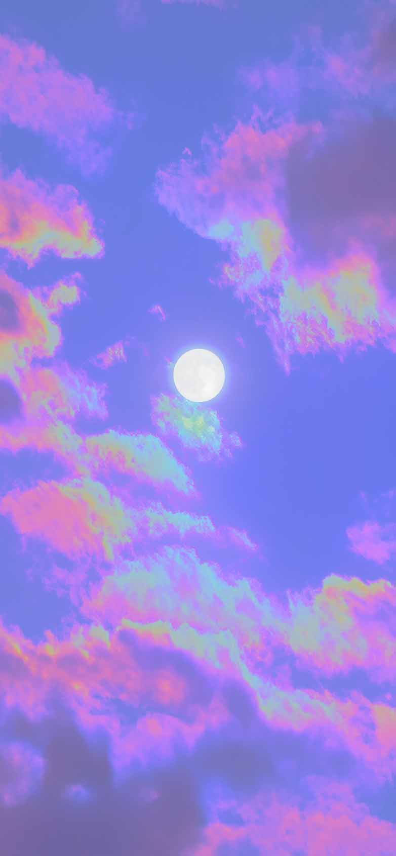 782x1692 Pastel Moon Clouds Dreamy Aesthetic Wallpaper